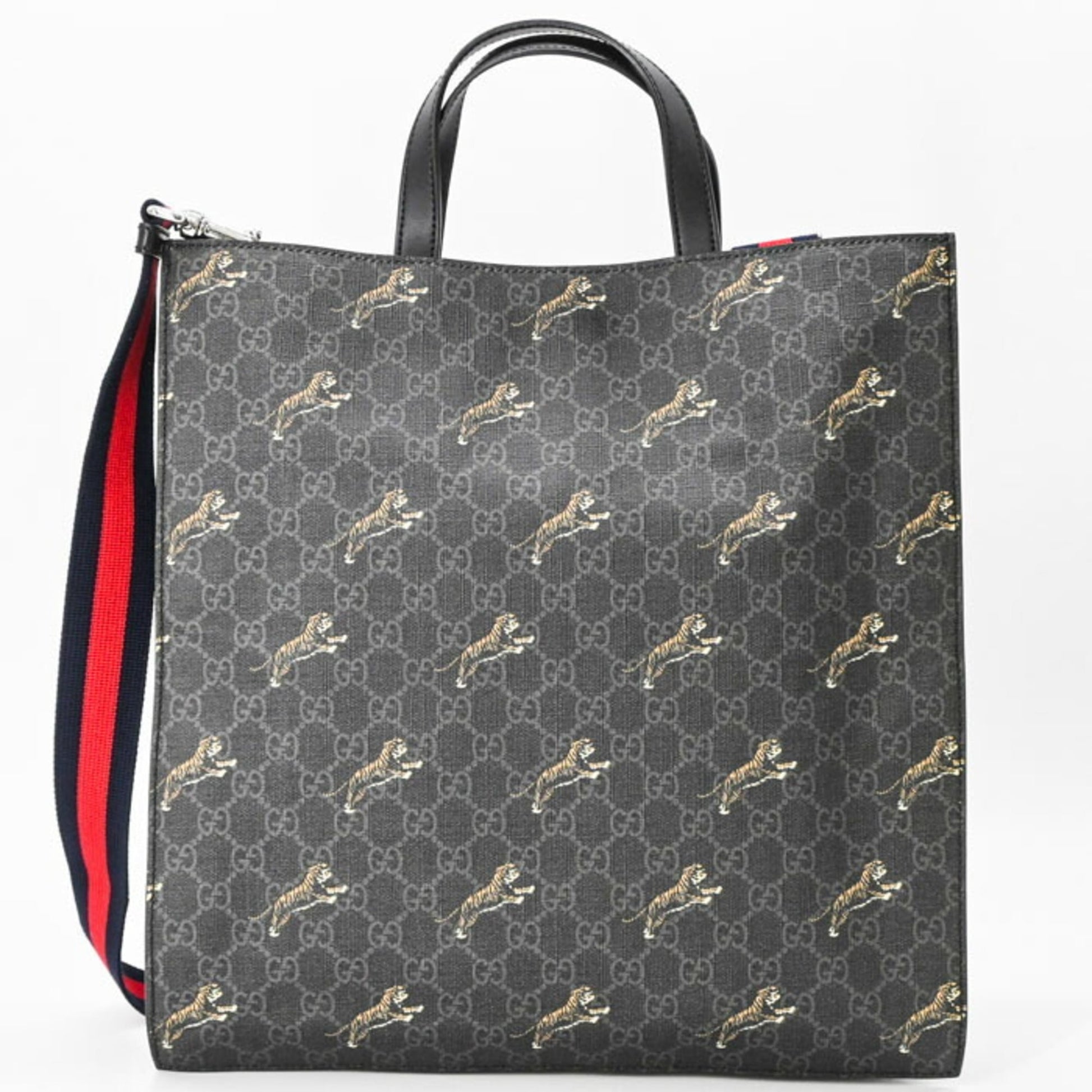 Gucci Black Gg Supreme Leather Shoulder Bag Tote Bag