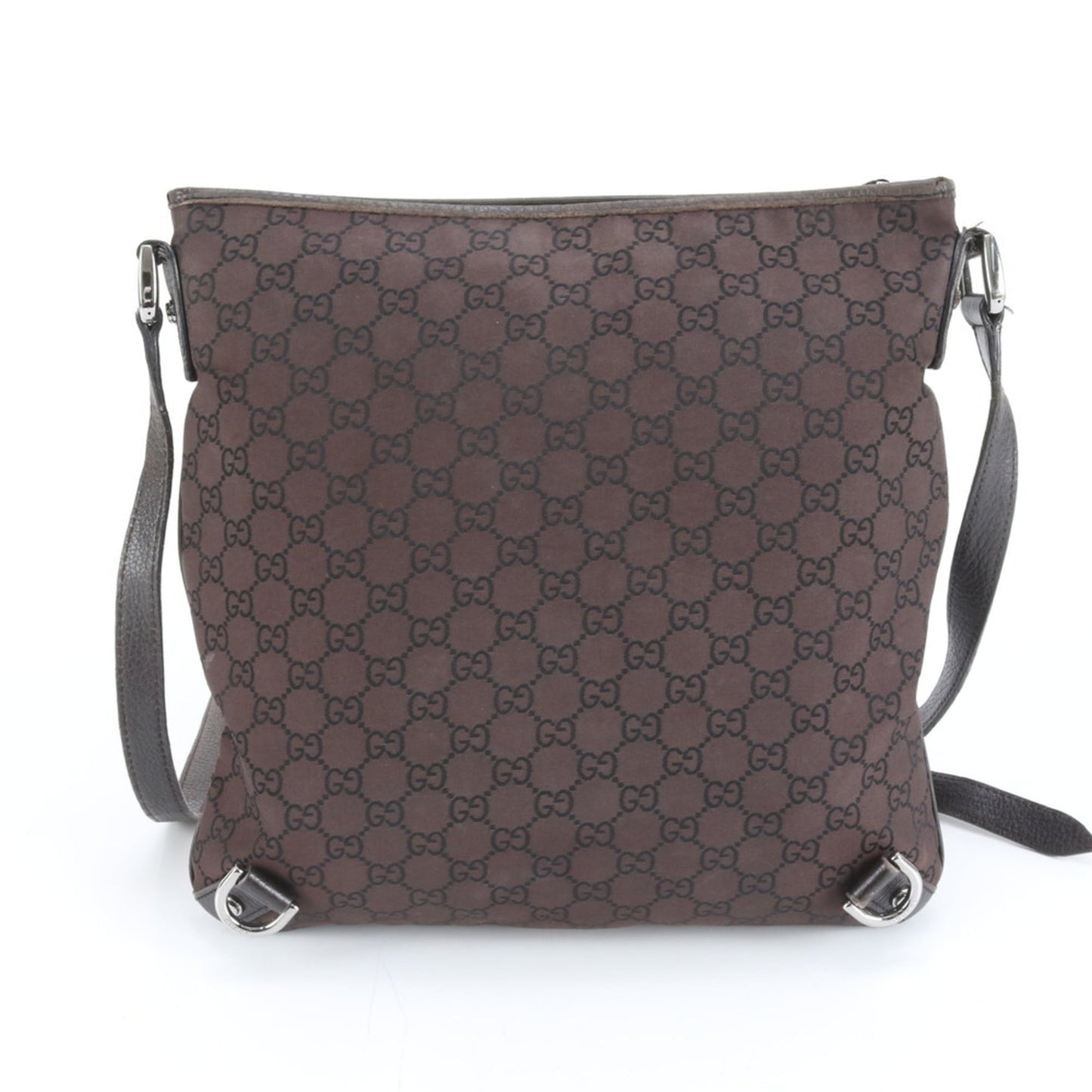 Gucci Brown Leather Canvas Shoulder Bag
