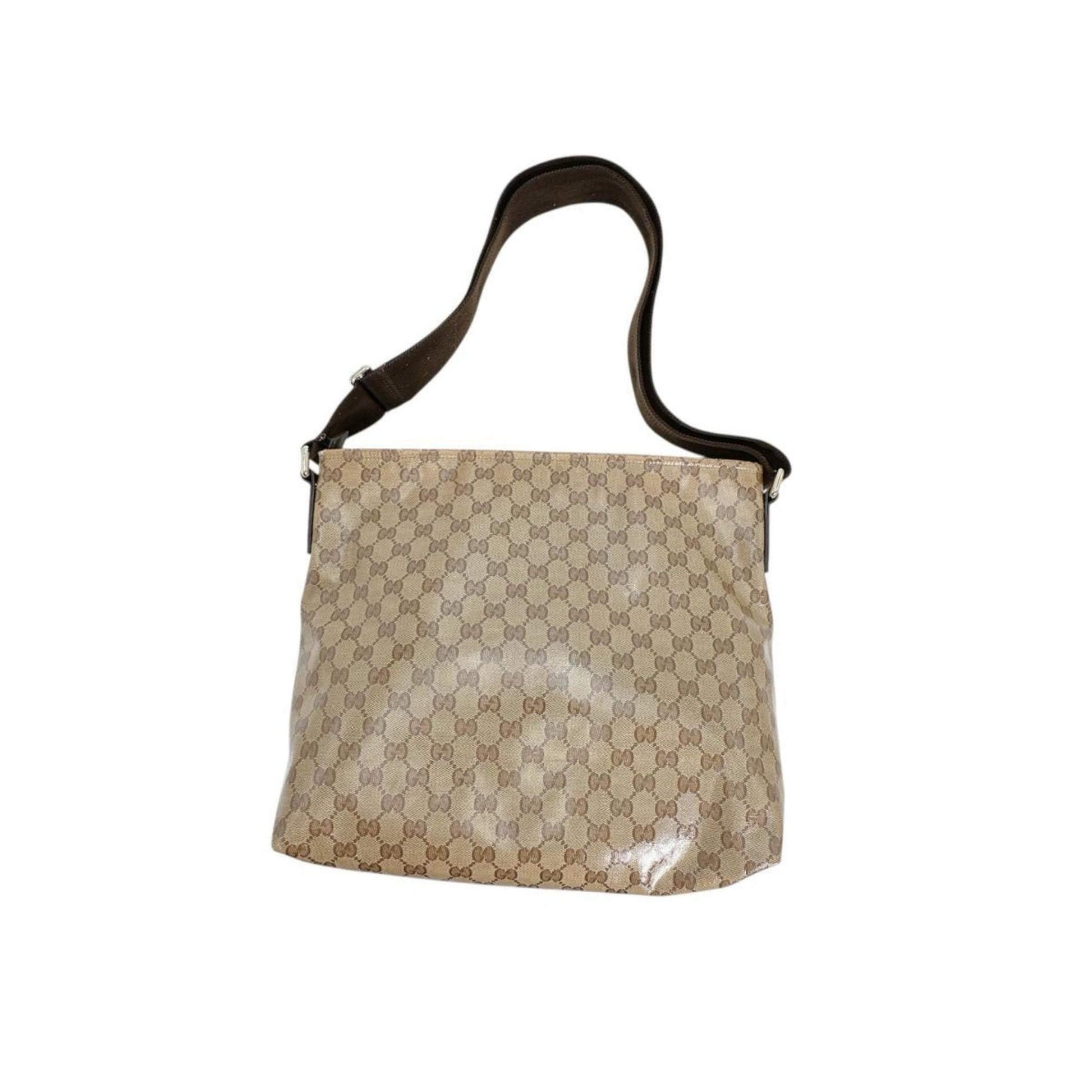 Gucci Brown Coated Canvas Pvc Shoulder Bag