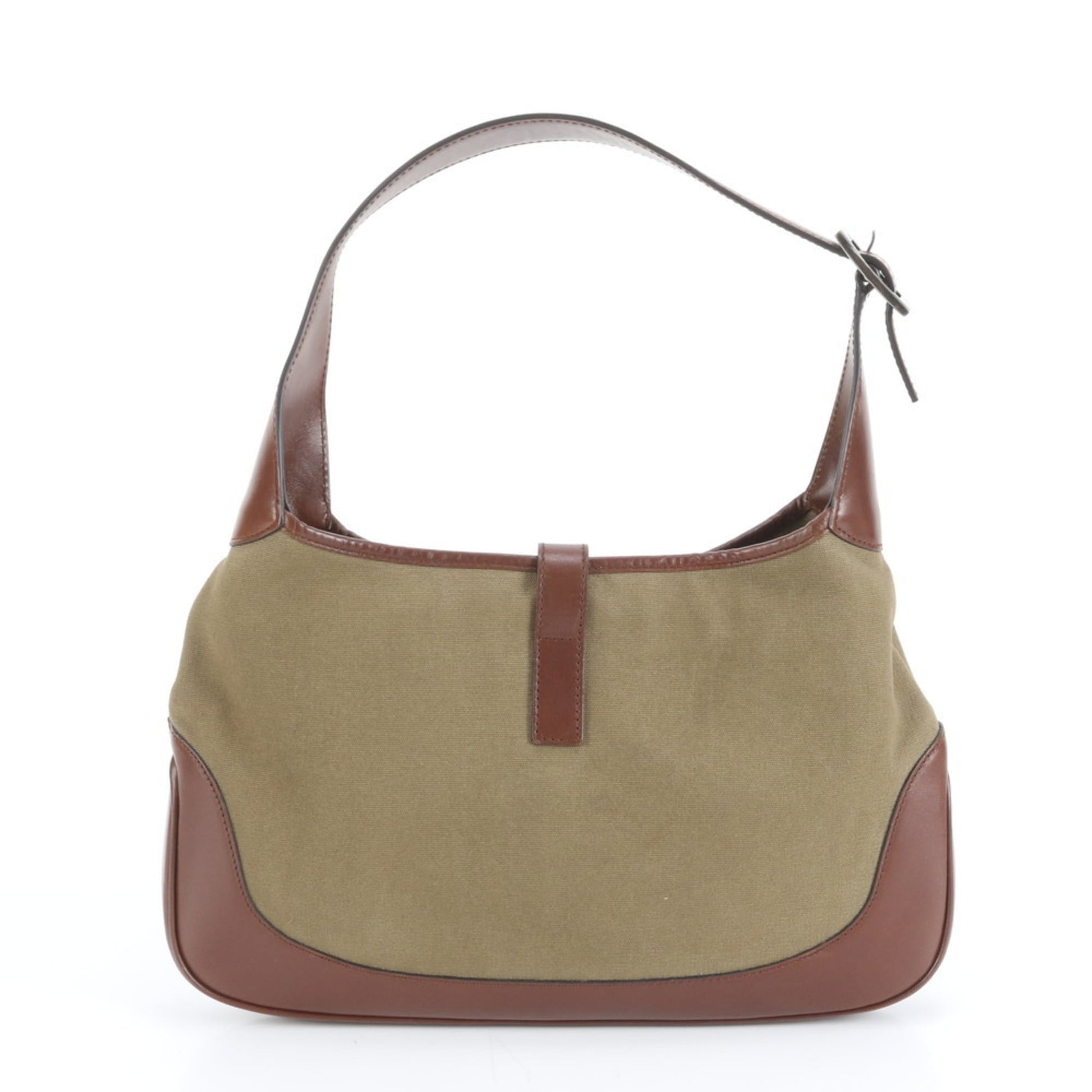 Gucci Brown Leather Canvas Shoulder Bag