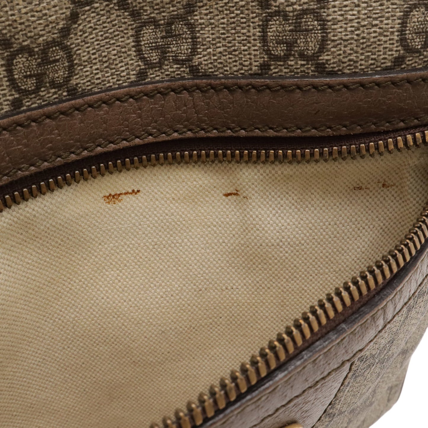 Gucci Beige Brown Gg Supreme Canvas Leather Pvc Coated Canvas Shoulder Bag