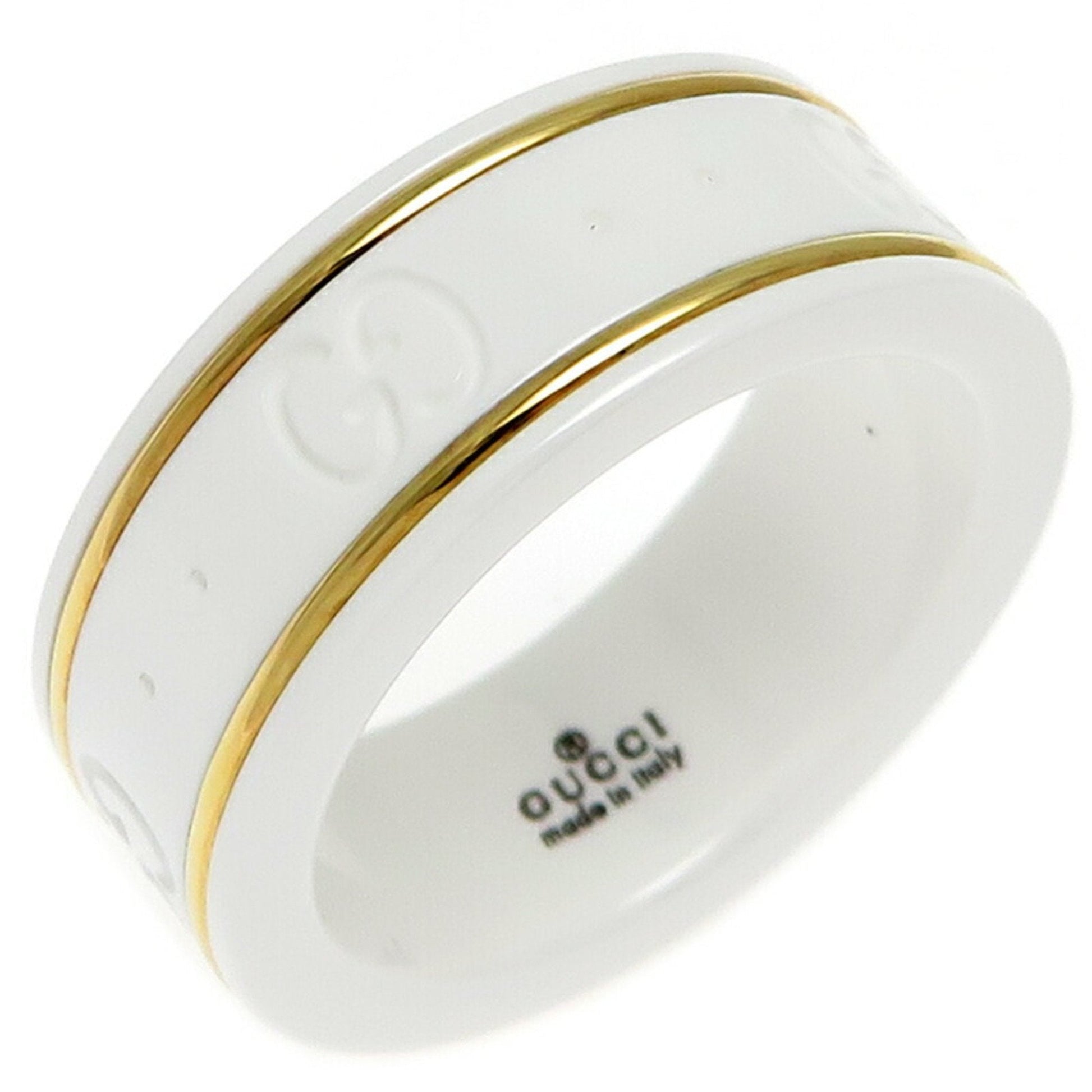 Gucci White Yellow Gold Yellow Gold (18K) Ceramic Band Ring