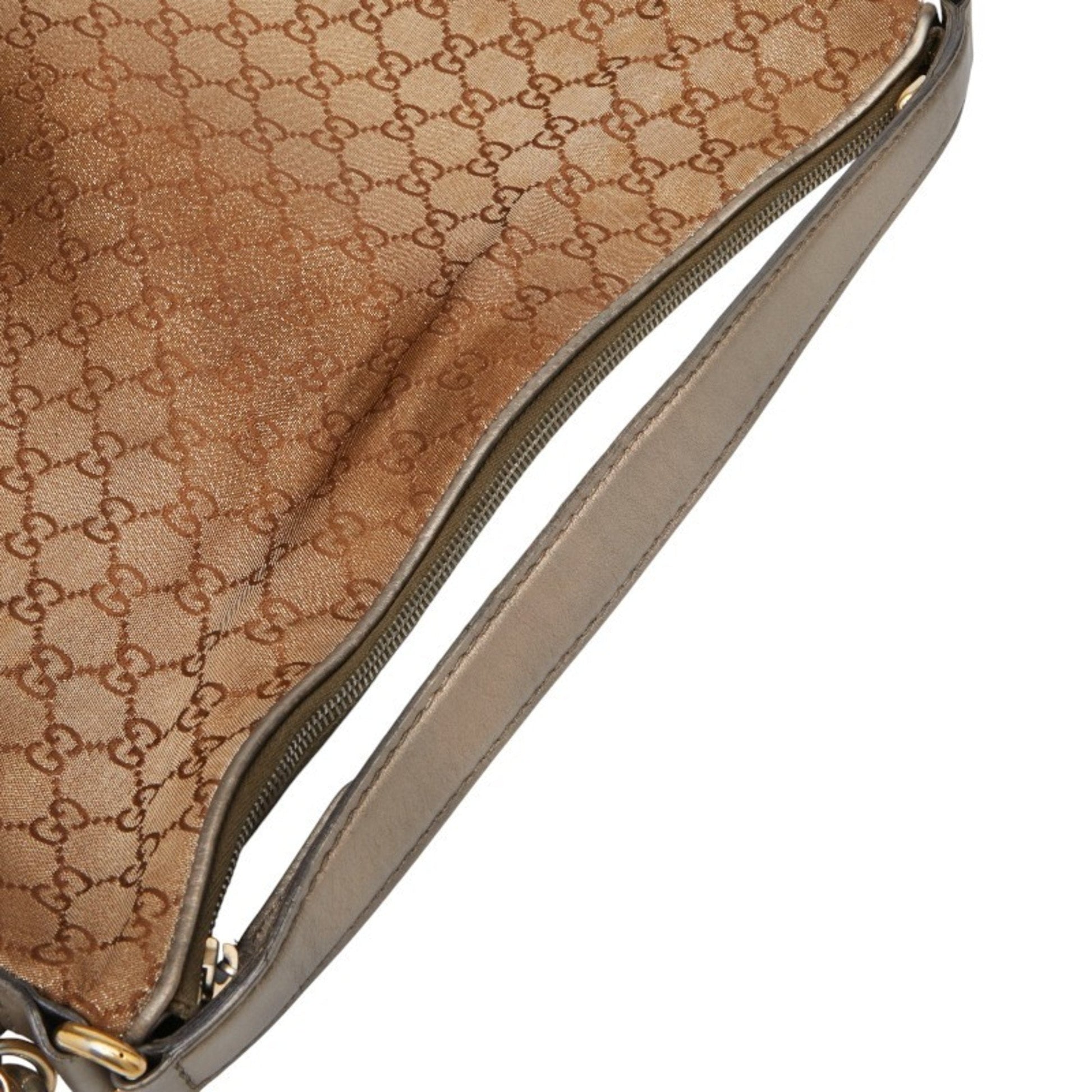 Gucci Brown Canvas Leather Shoulder Bag