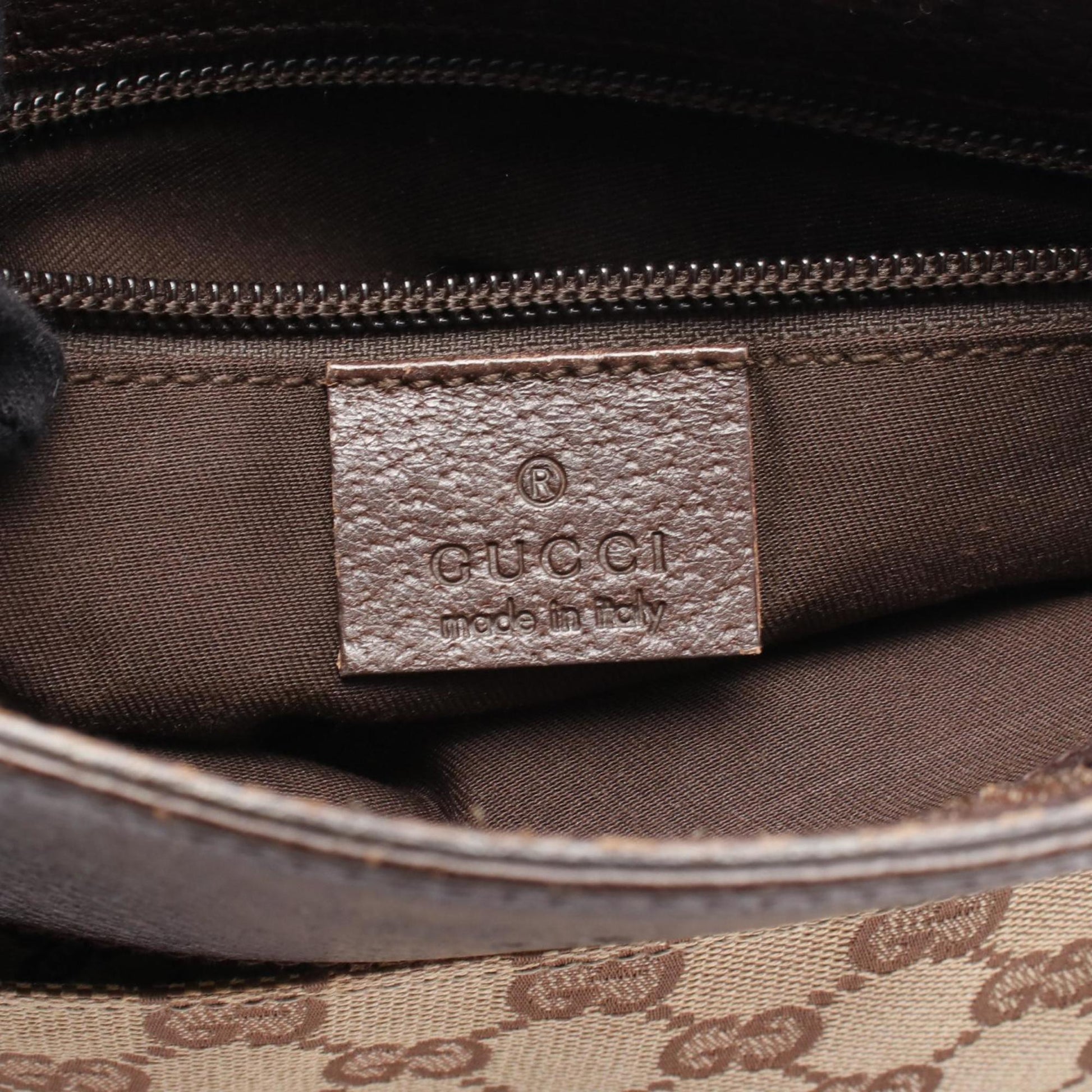 Gucci Beige Brown Gg Canvas Leather Shoulder Bag
