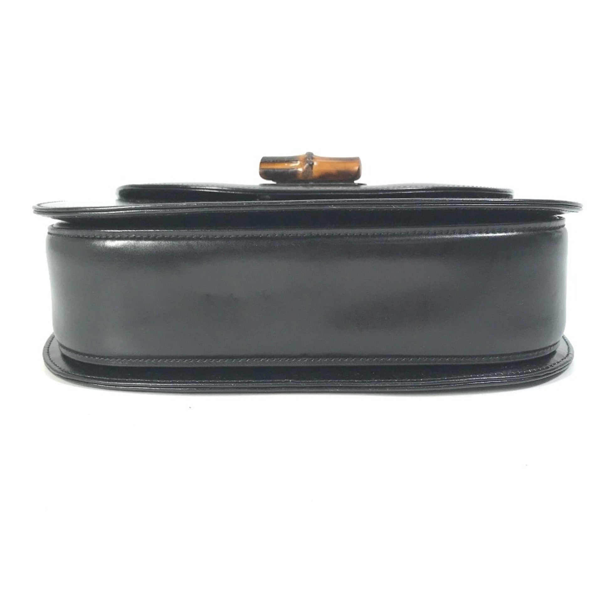 Gucci Black Leather Bamboo Handbag