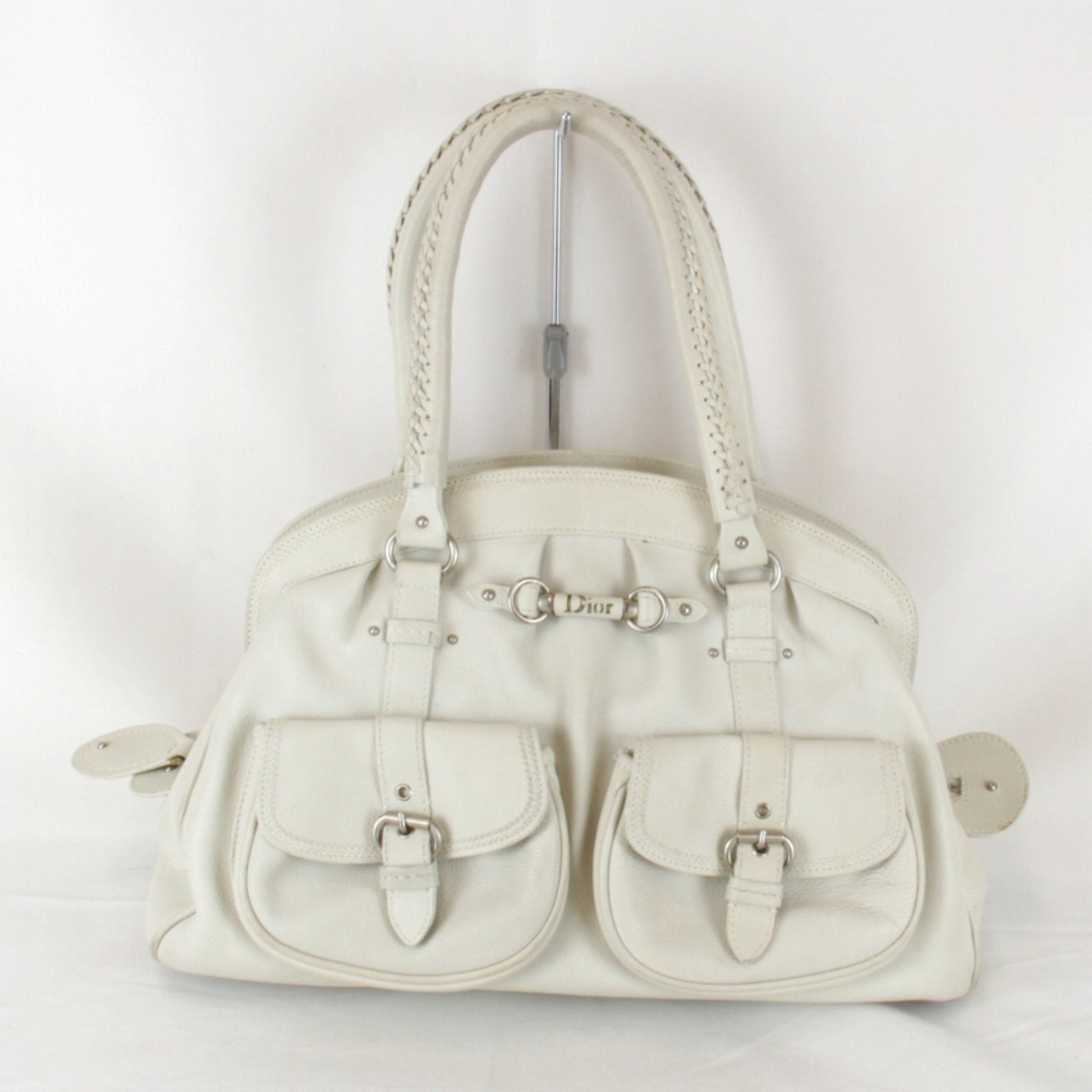 Dior Handbag Christian 3 Leather White