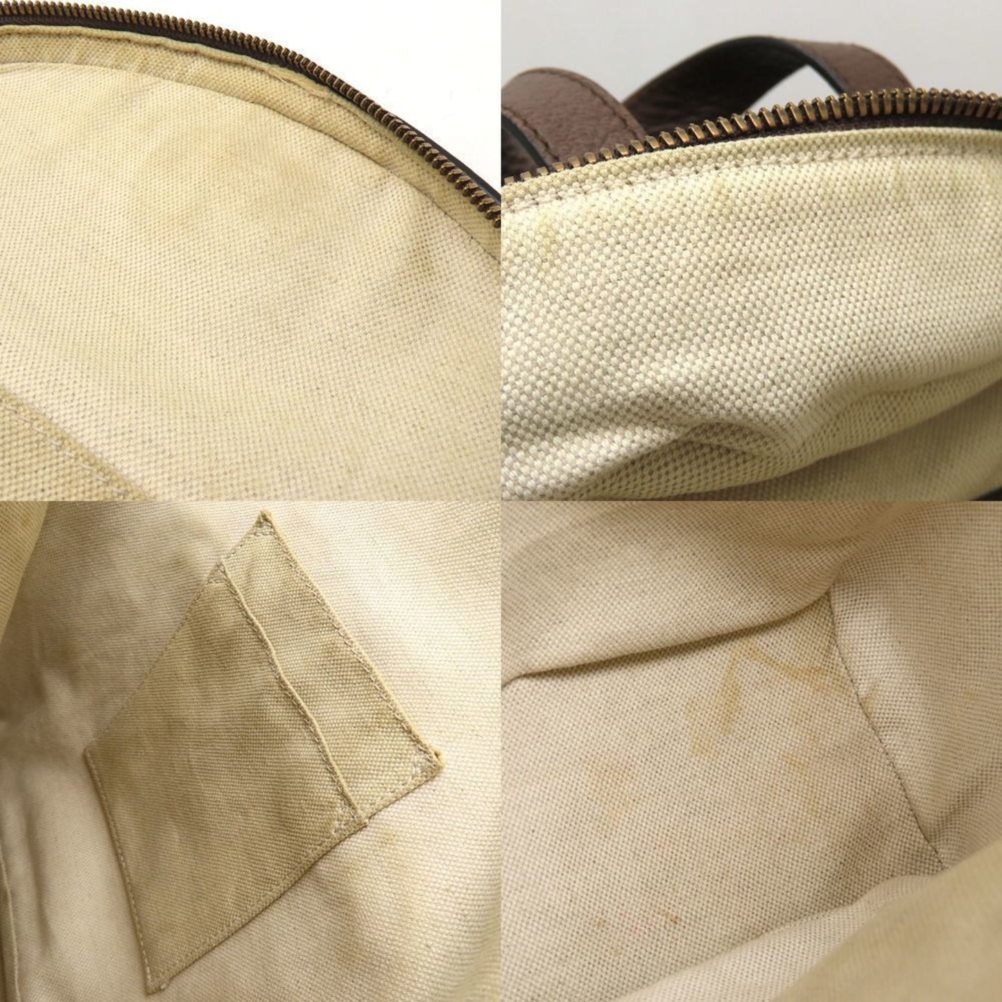 Gucci Beige Brown Gg Supreme Canvas Leather Backpack