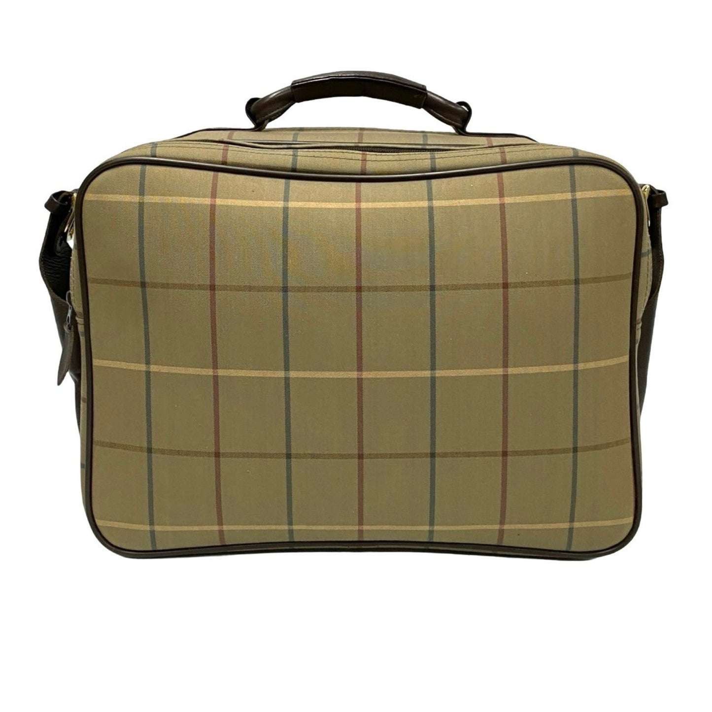 Burberry Khaki Boston Bag Shoulder Bag Leather Canvas Brown