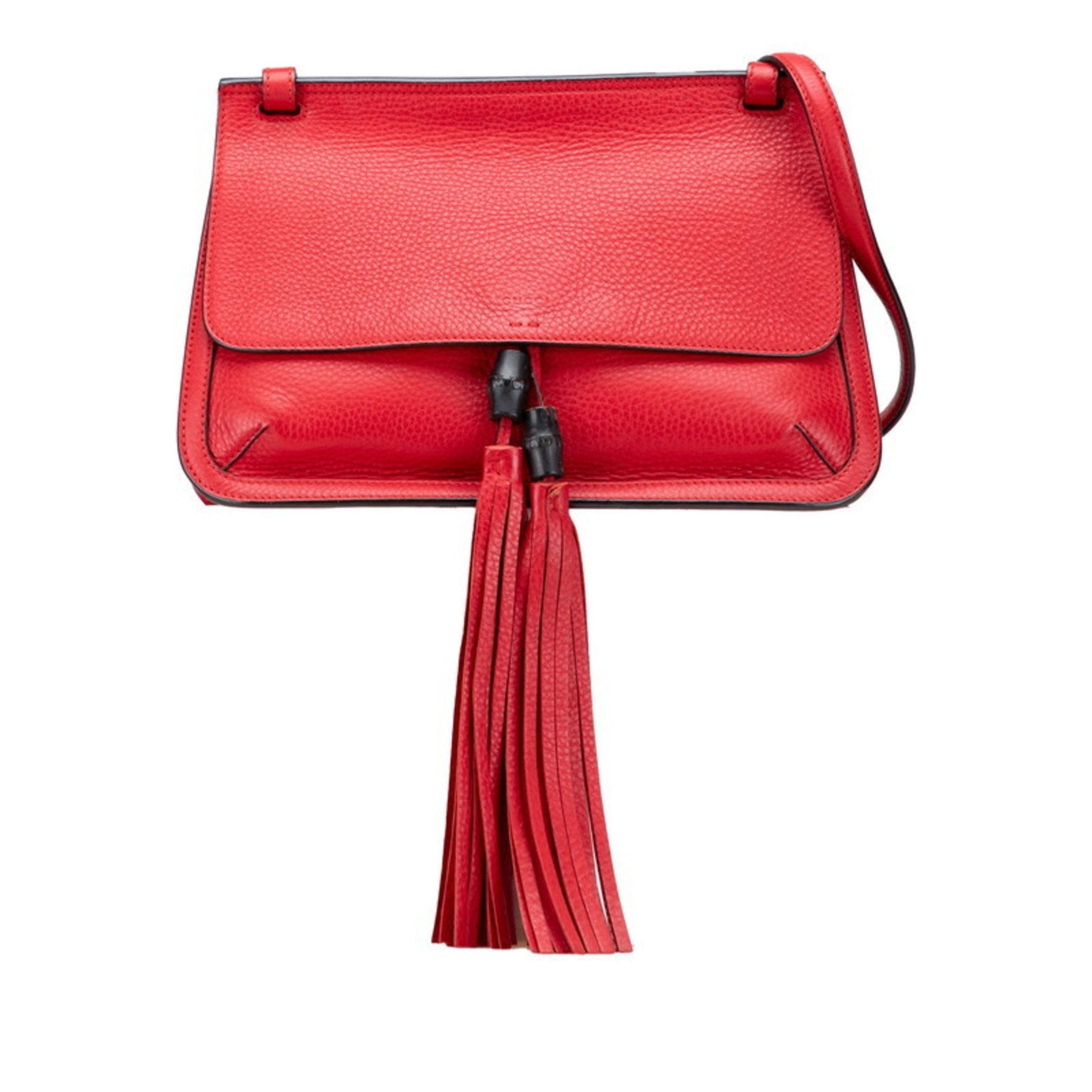 Gucci Bamboo Red Color Leather Shoulder Bag