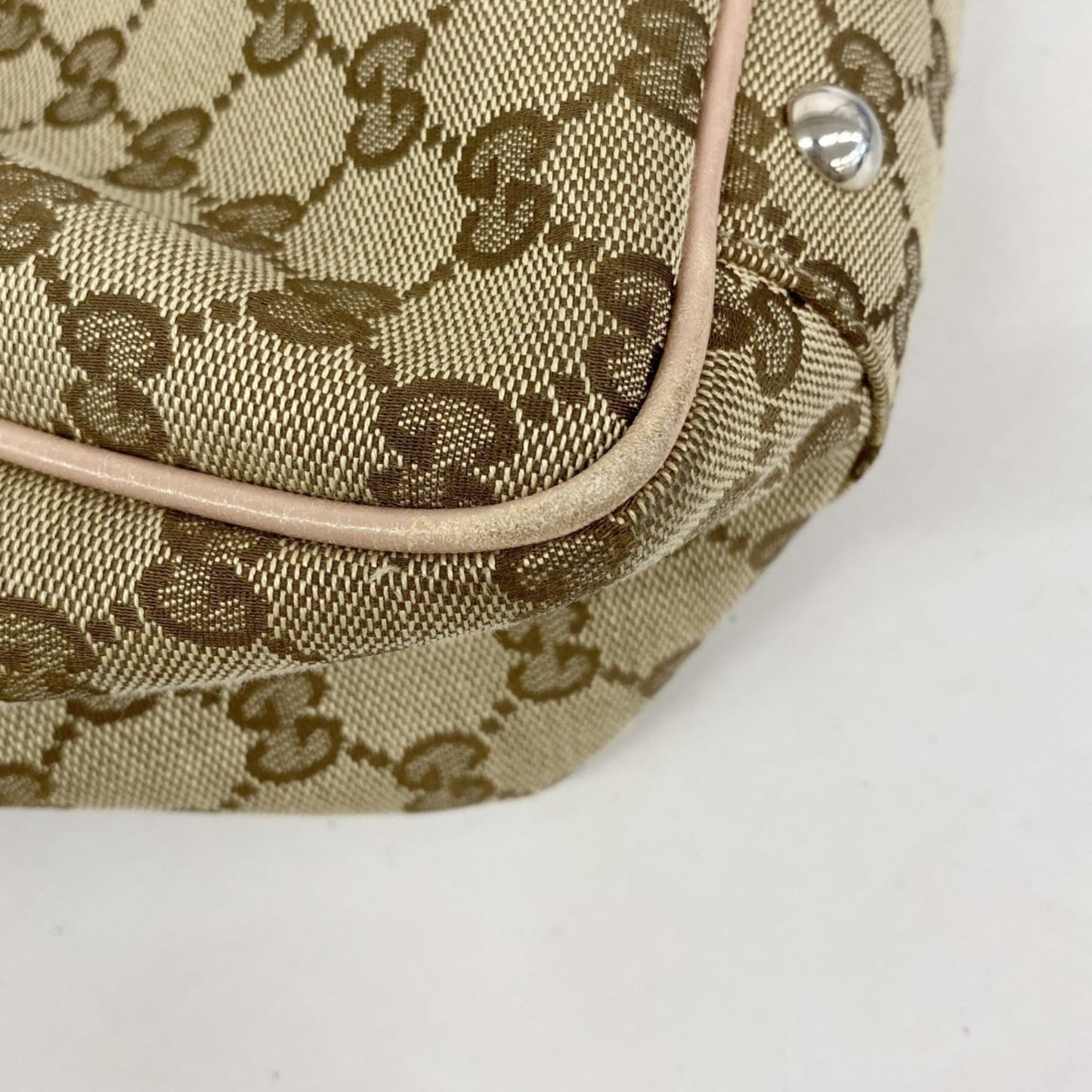 Gucci Beige Pink Canvas Tote Bag