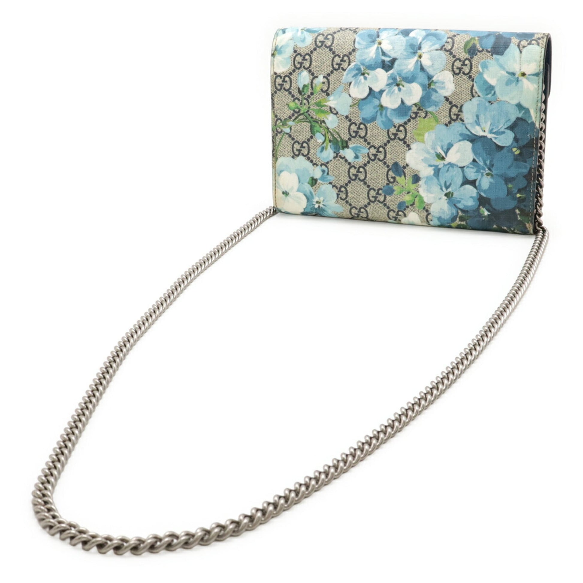 Gucci Beige Blue Coated Canvas Clutch Bag Pochette Shoulder Bag