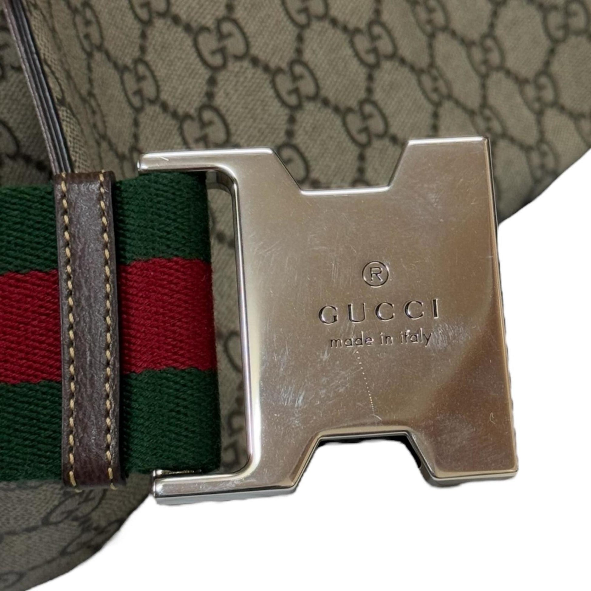 Gucci Beige Green Red Color Gg Supreme Canvas Shoulder Bag