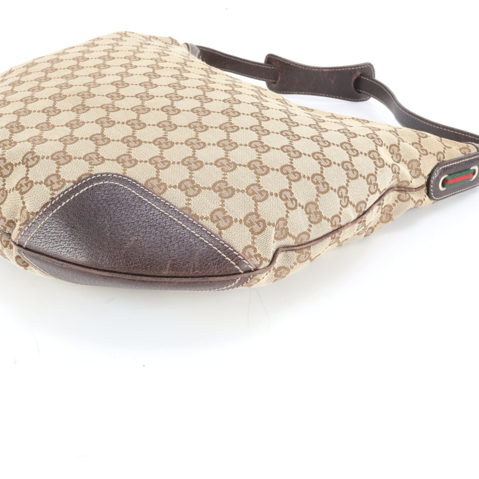 Gucci Brown Leather Canvas Shoulder Bag