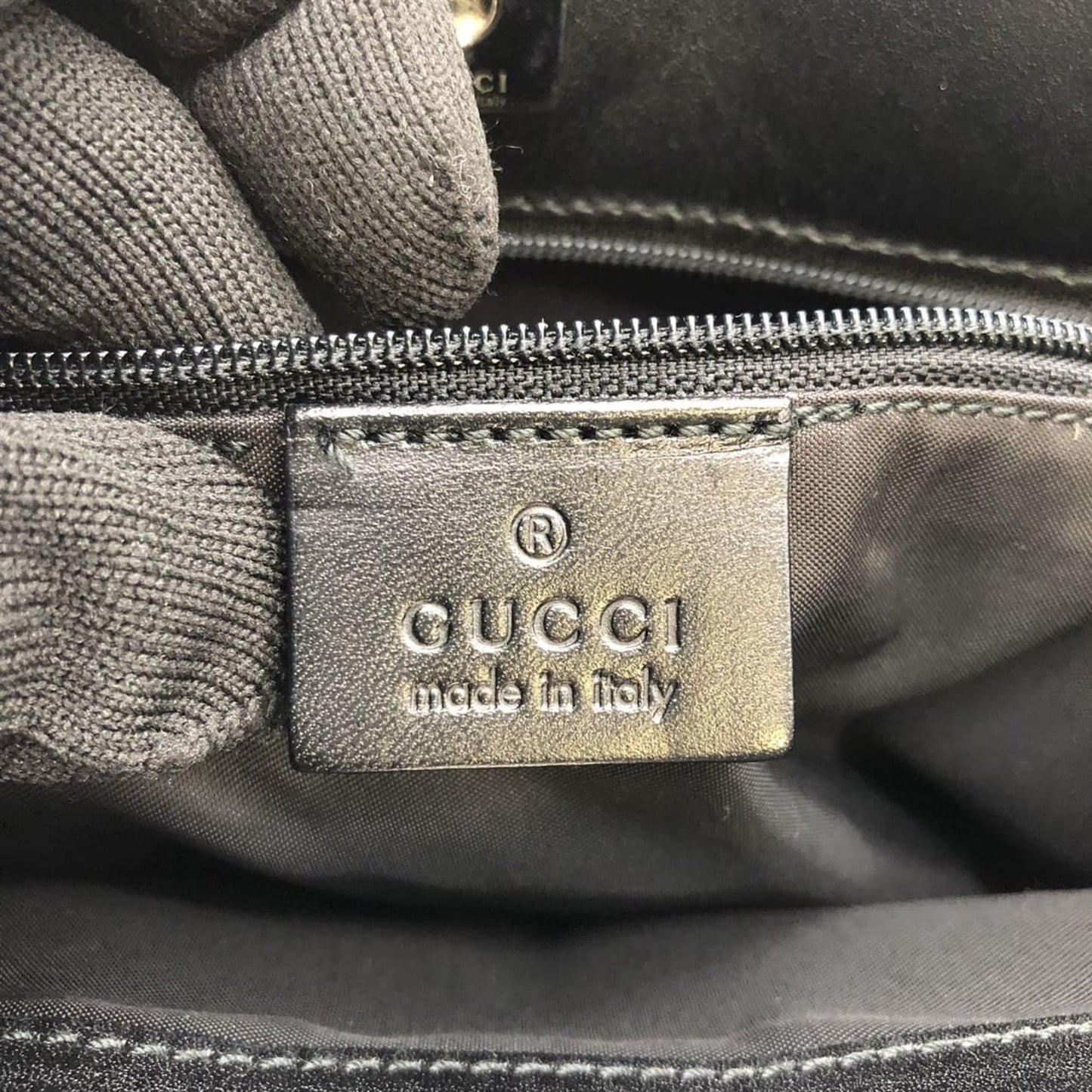 Gucci Black Nylon Leather Handbag