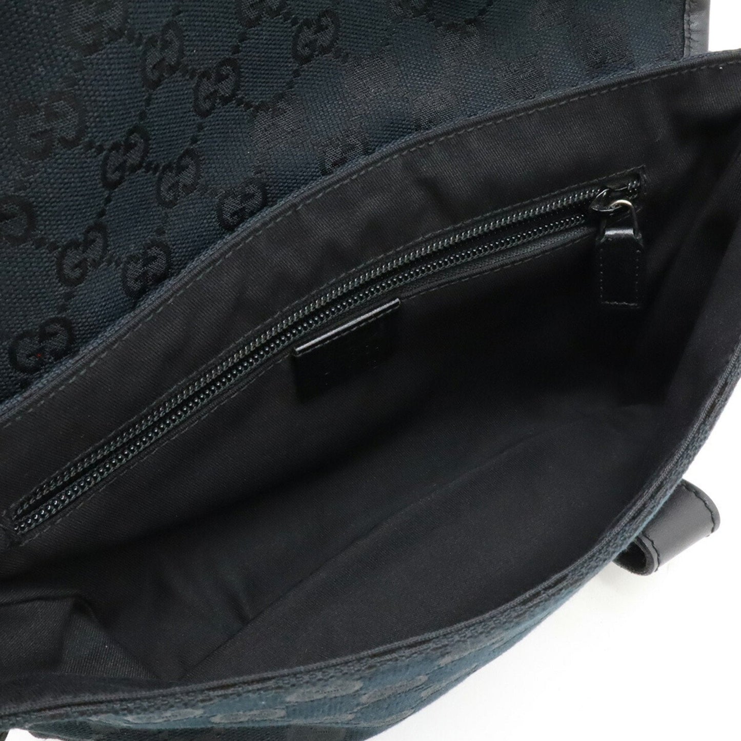 Gucci Black Gg Canvas Leather Pouch Sling Bag