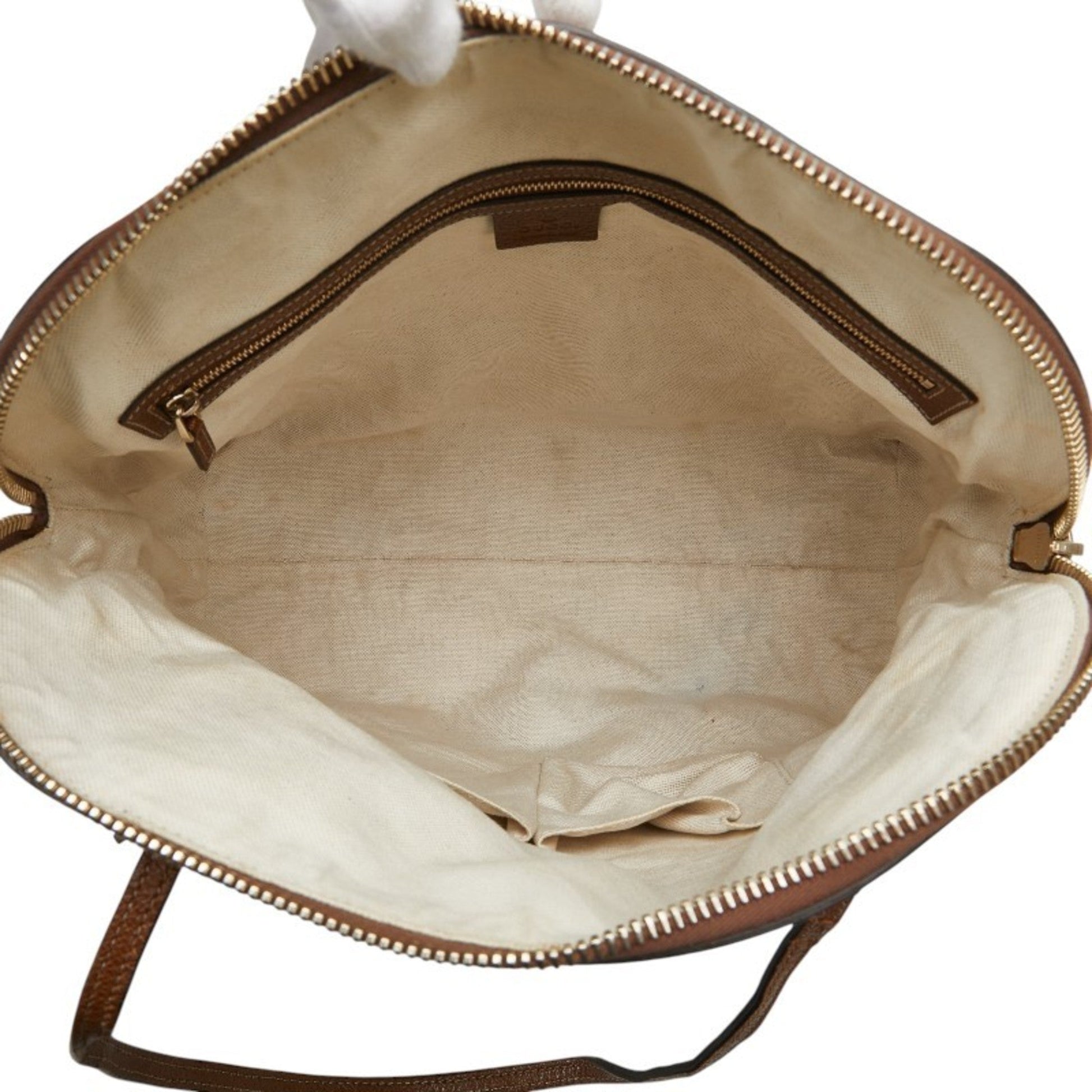 Gucci Gg Canvas Beige Brown Gg Canvas Leather Handbag Tote Bag
