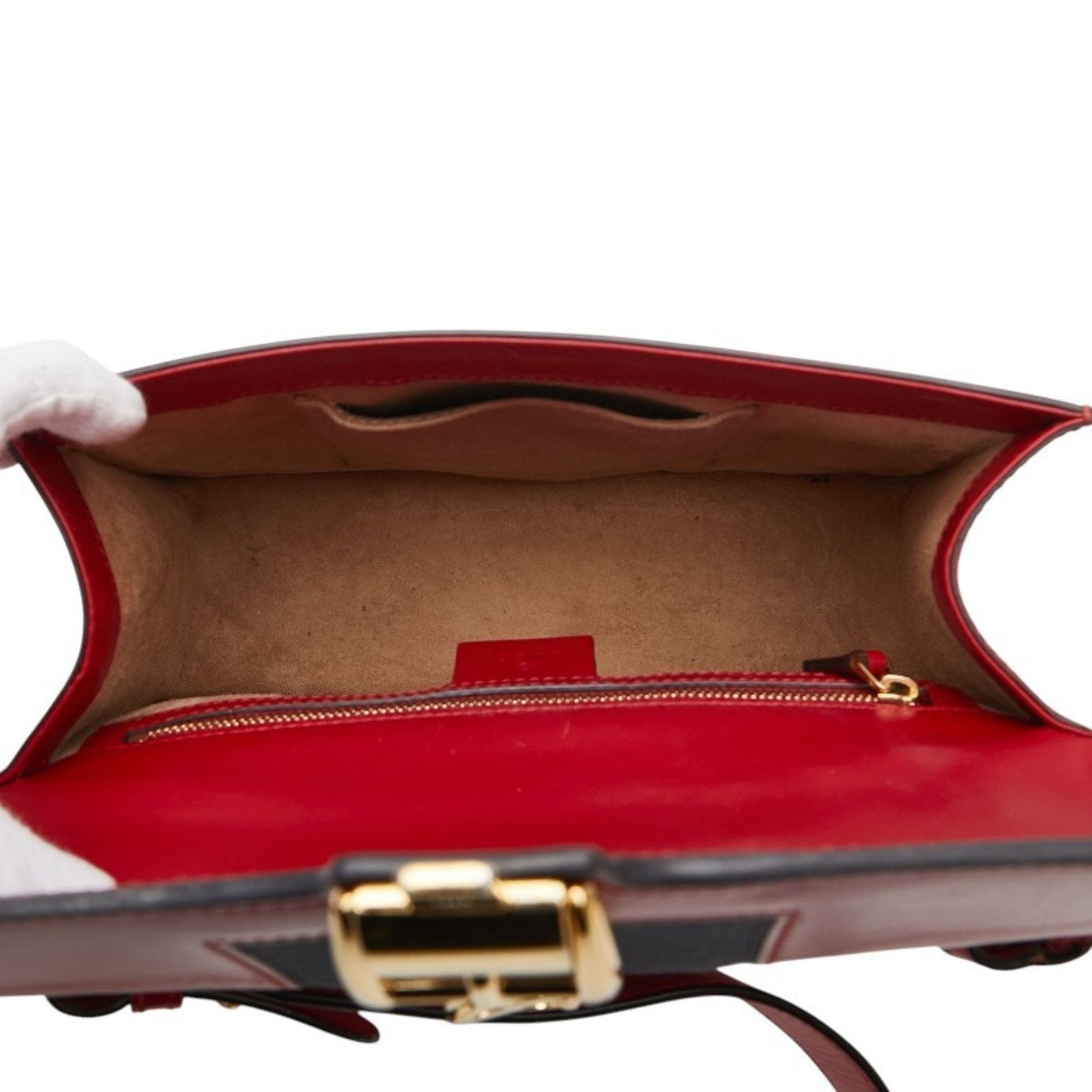 Gucci Navy Red Color Leather Shoulder Bag