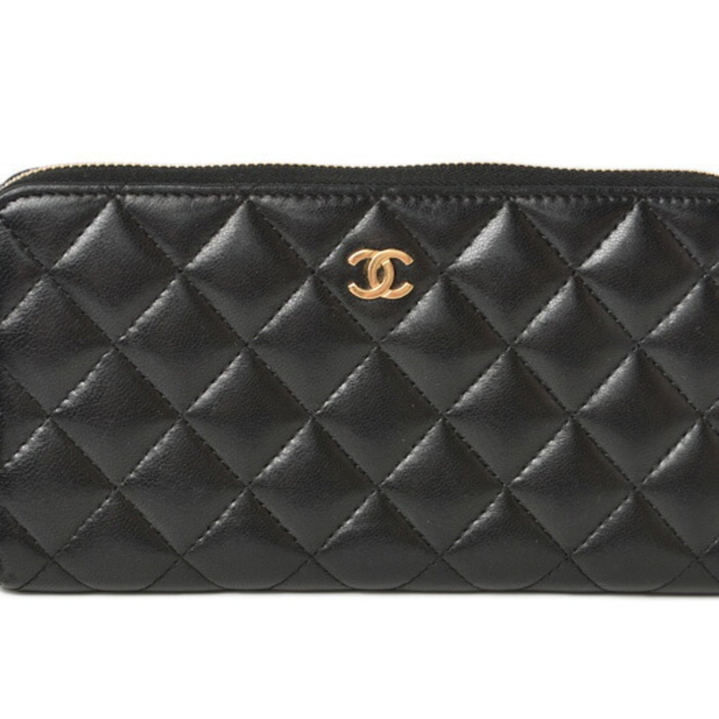 Chanel Wallet A50097  Long Round Zipper Timeless Classic Matelasse Lambskin Black Bordeaux
