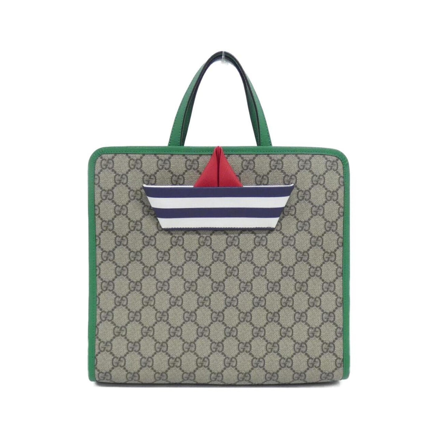 Gucci Beige Green Gg Supreme Canvas Briefcase