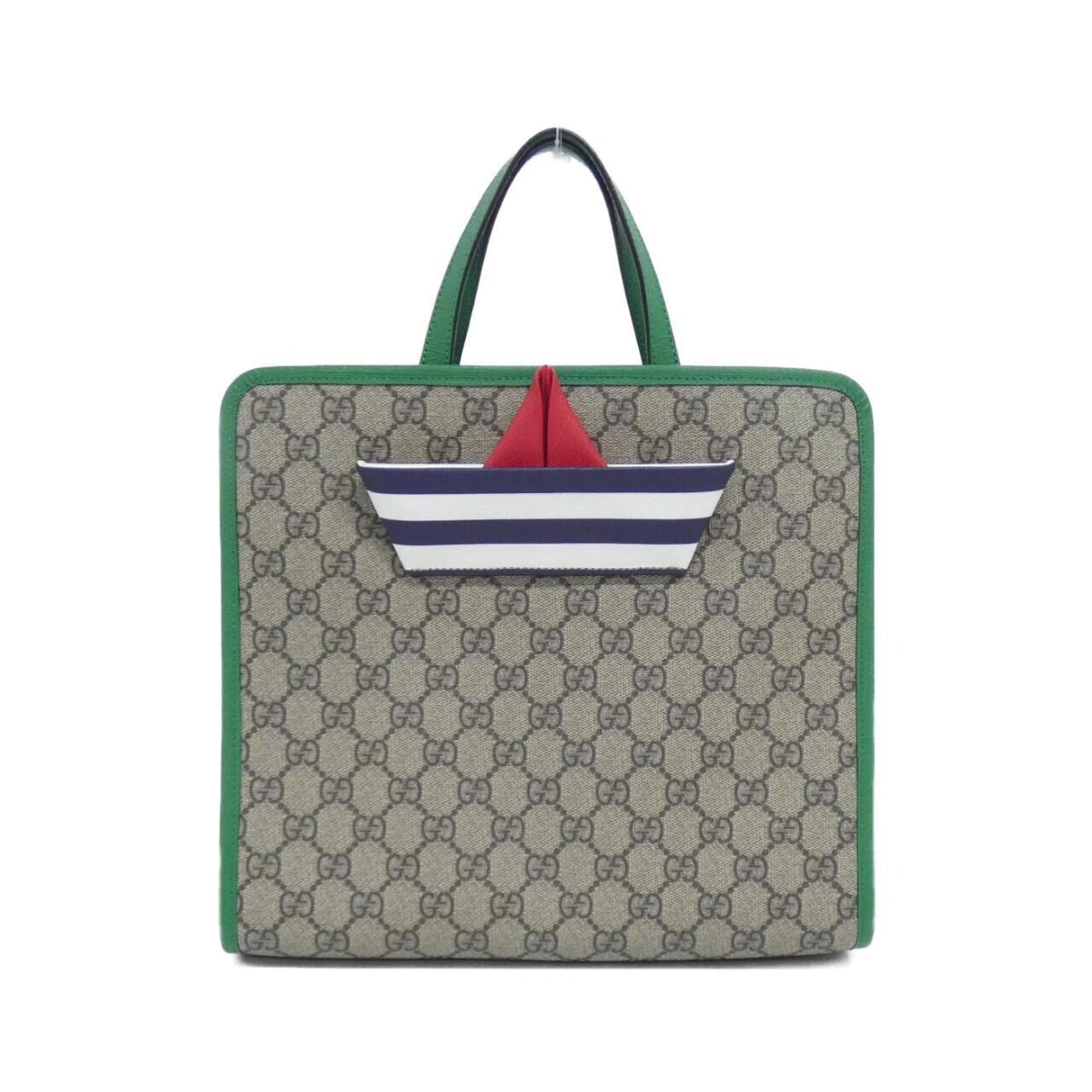 Gucci Beige Green Gg Supreme Canvas Briefcase