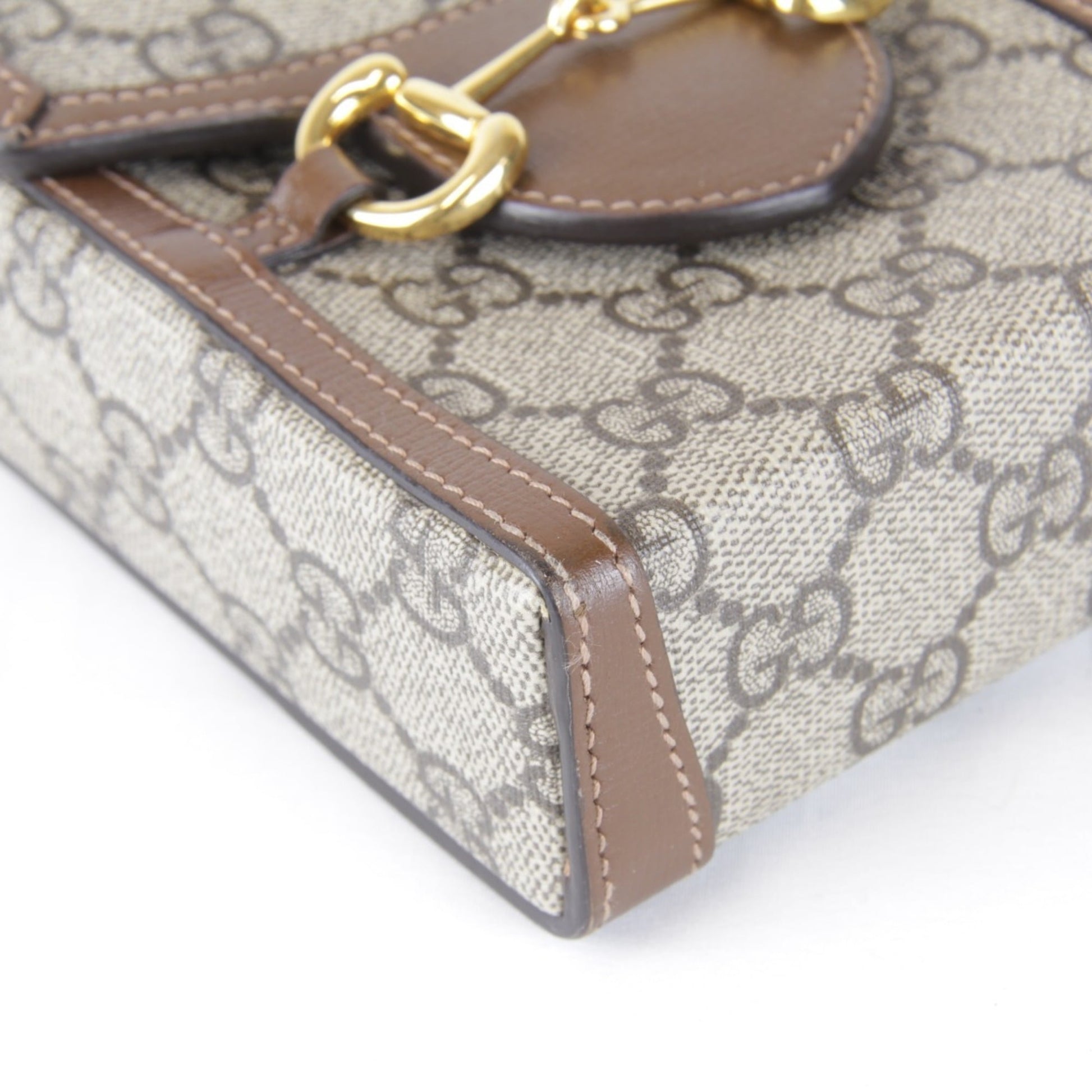 Gucci Horsebit Brown Gg Supreme Leather Shoulder Bag
