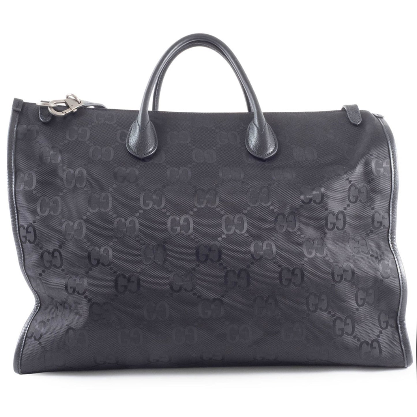 Gucci Black Nylon Leather Tote Bag