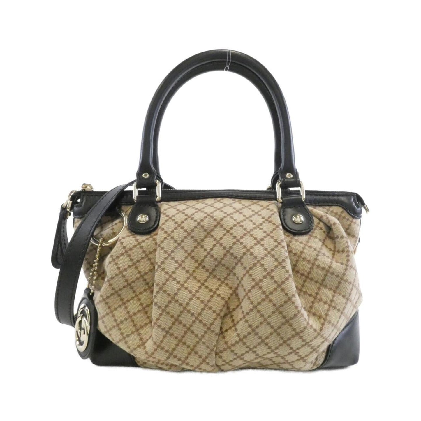 Gucci Beige Canvas Leather Handbag Shoulder Bag