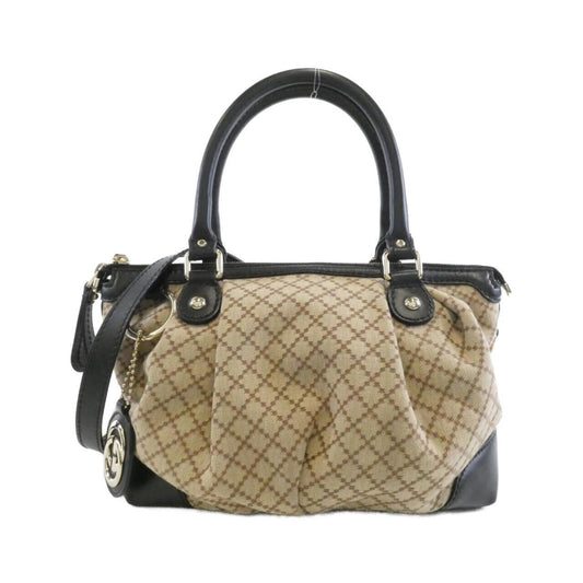 Gucci Beige Canvas Leather Handbag Shoulder Bag
