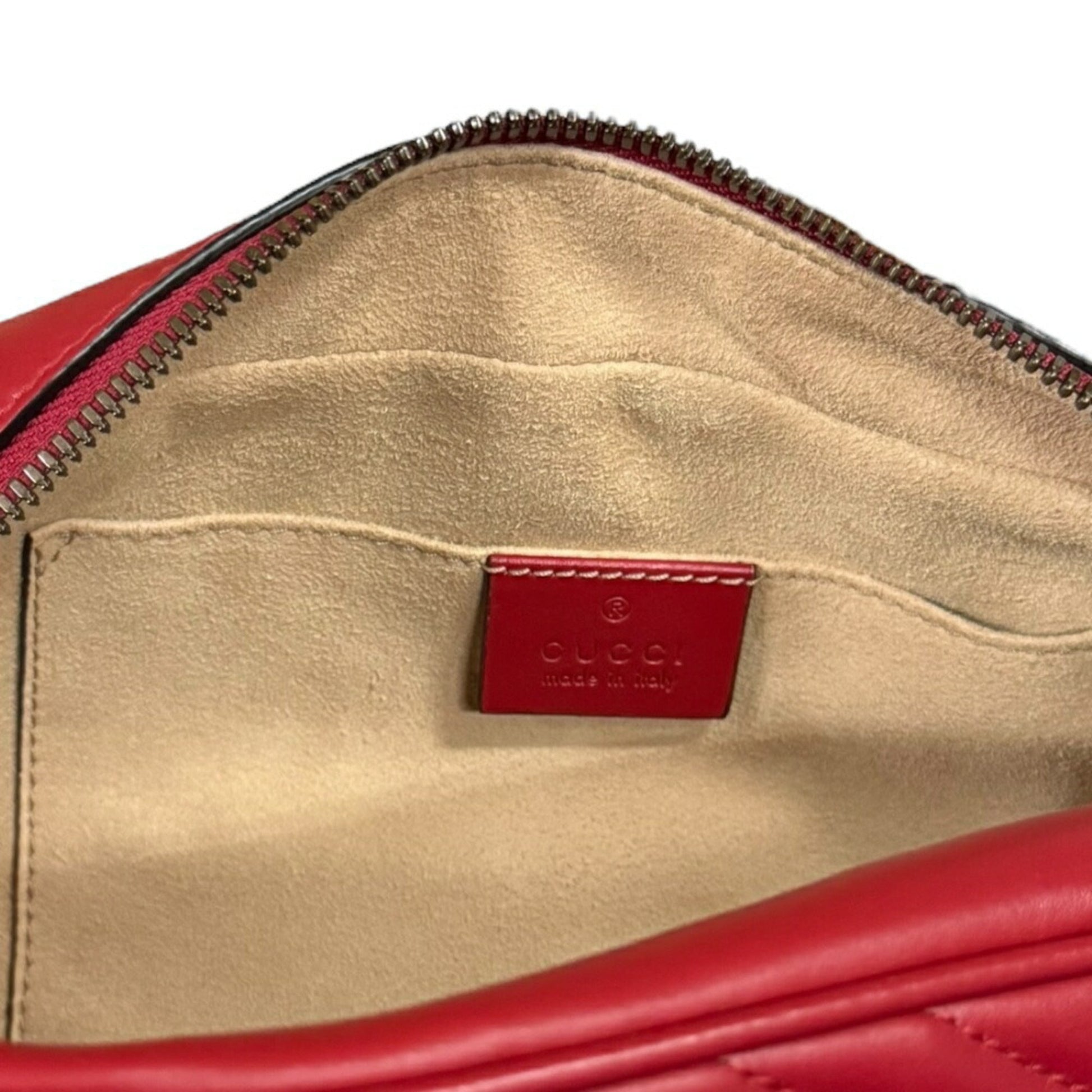 Gucci Gg Marmont Red Color Leather Shoulder Bag