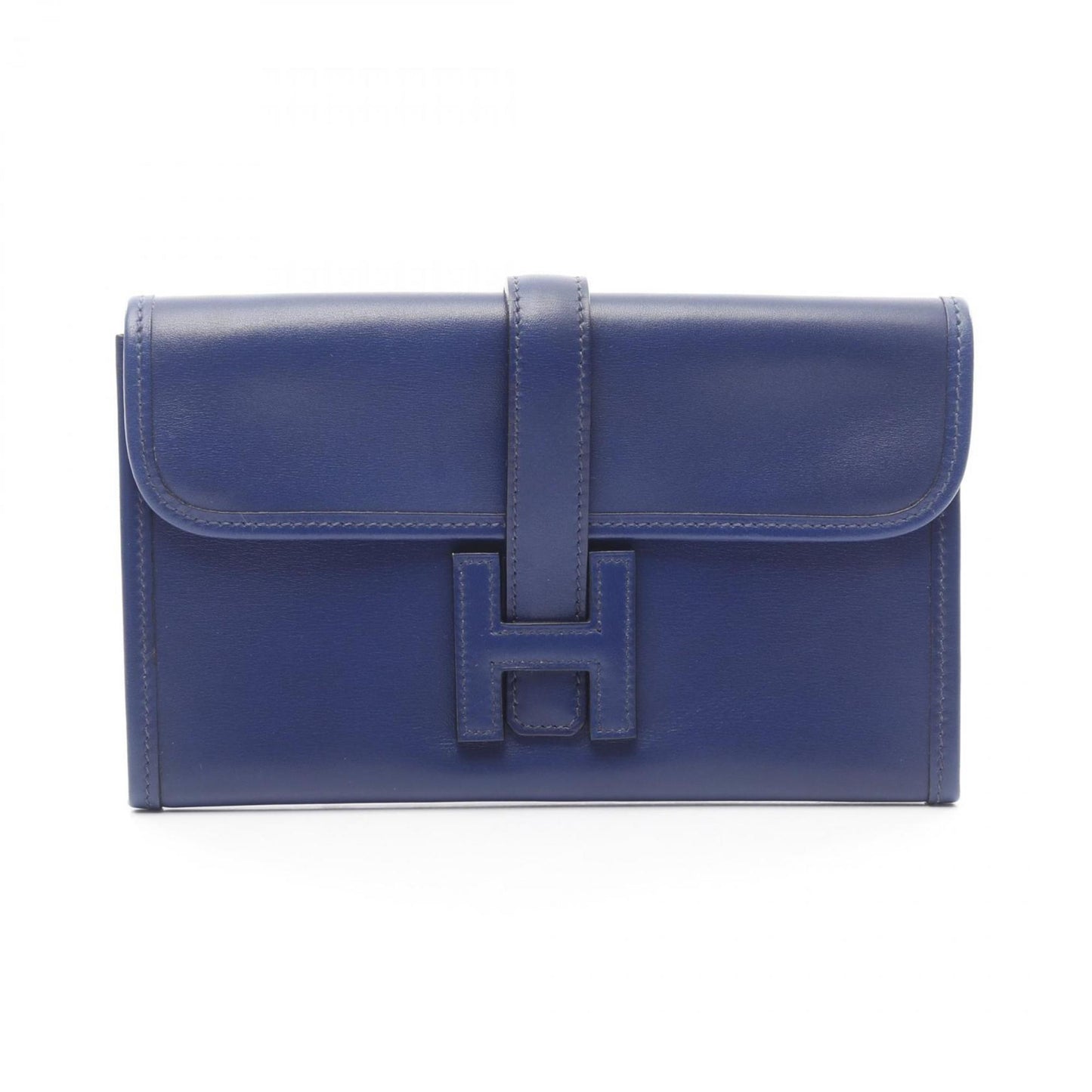 Hermes Box Calf Clutch Bag Leather Calf Leather Navy