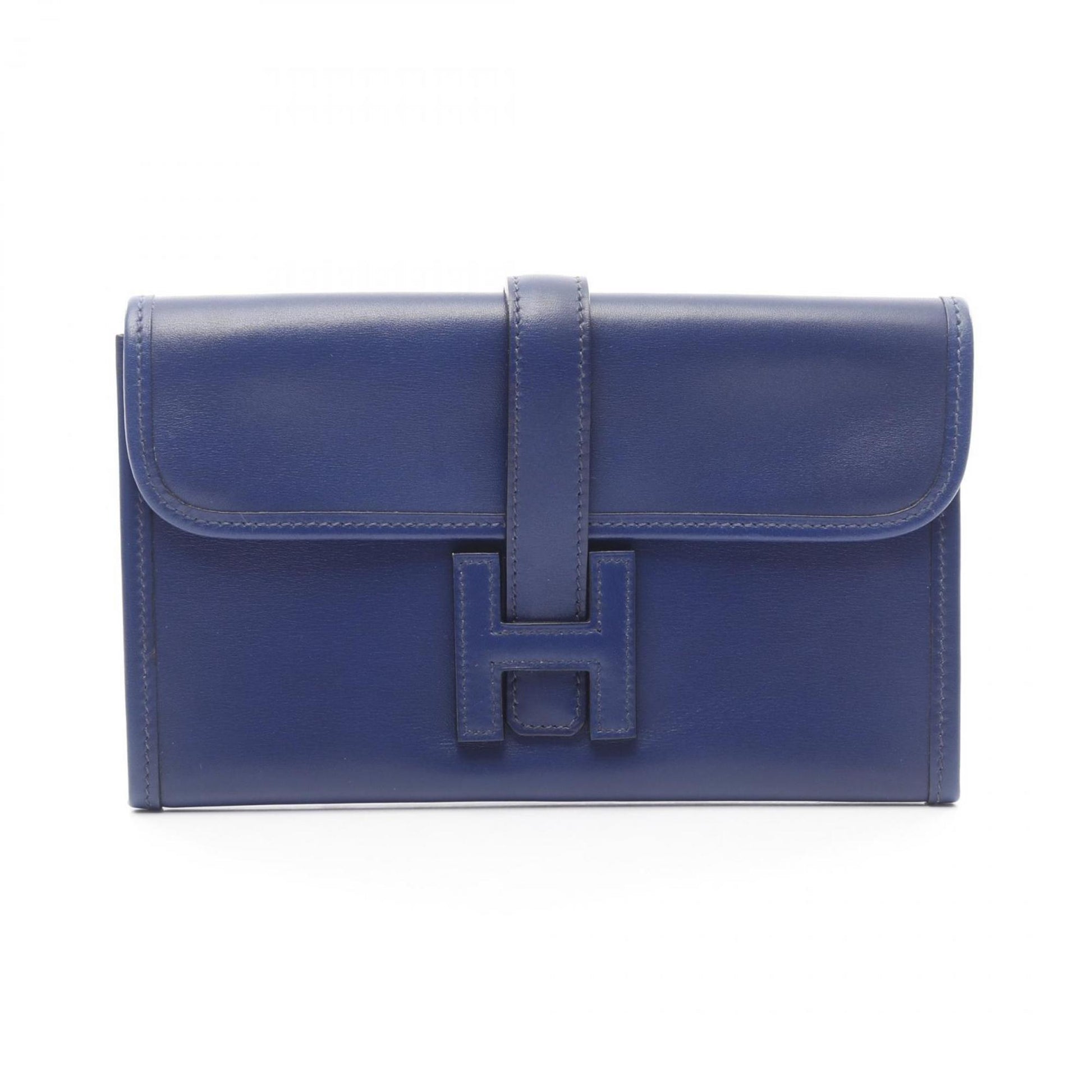 Hermes Box Calf Clutch Bag Leather Calf Leather Navy