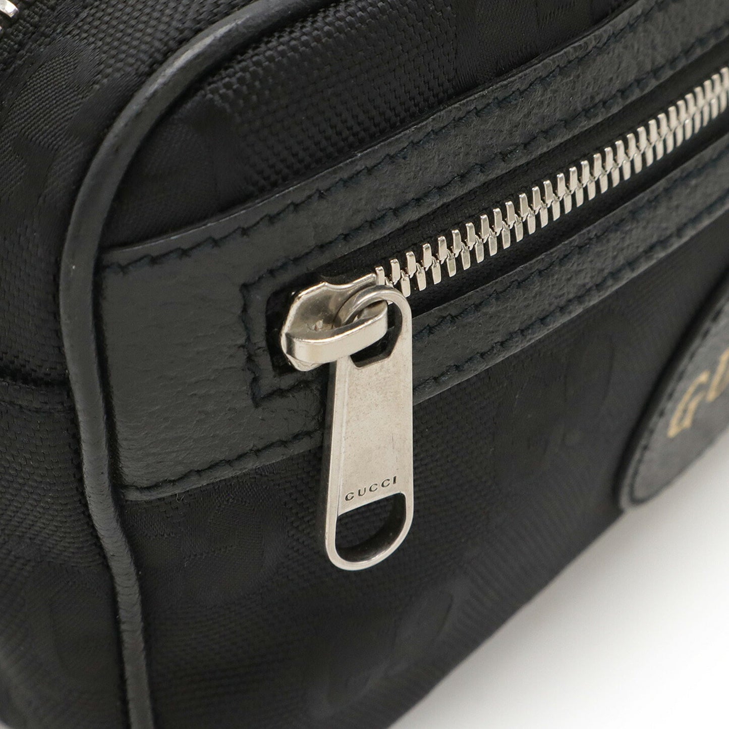 Gucci Black Nylon Canvas Leather Sling Bag