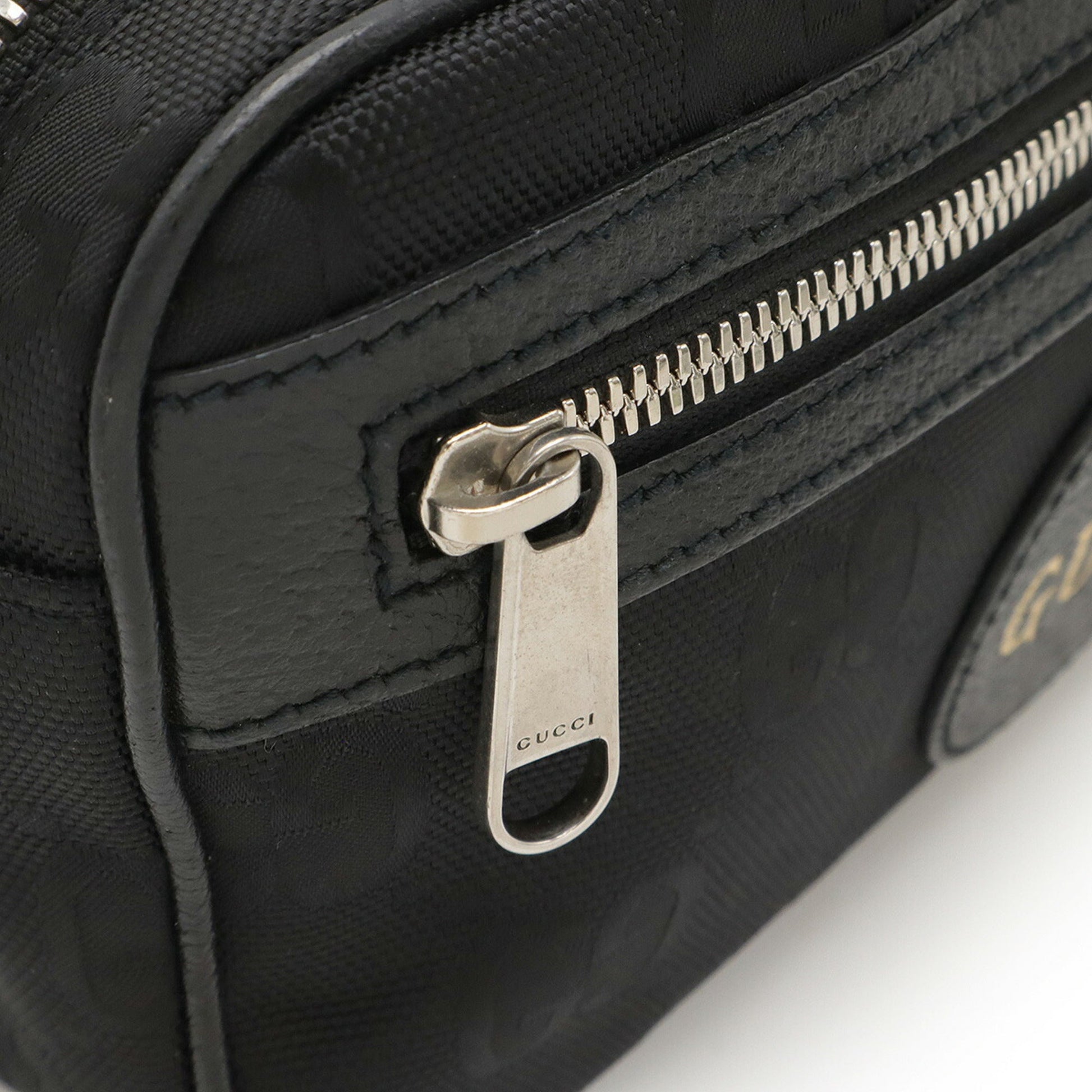 Gucci Black Nylon Canvas Leather Sling Bag