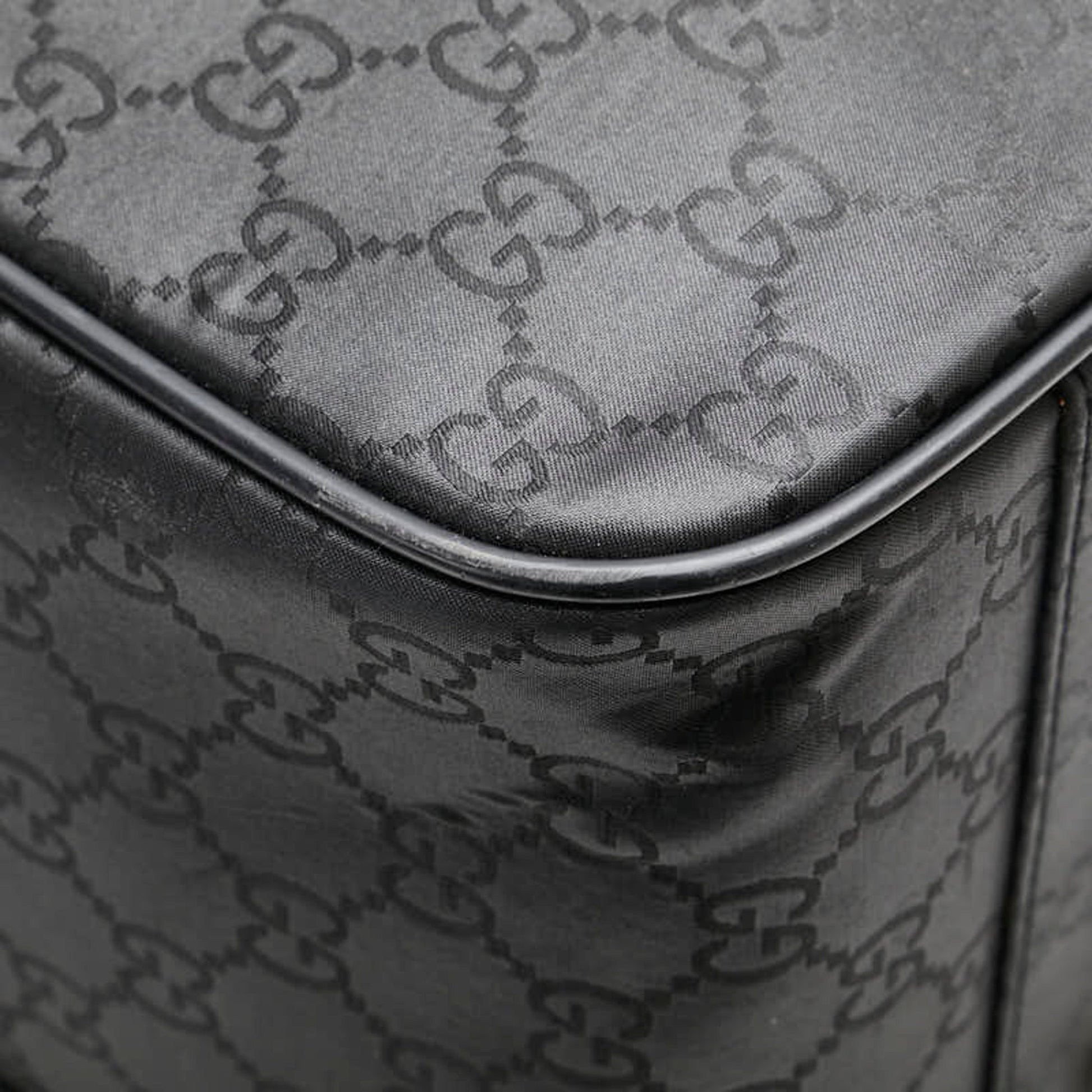 Gucci Black Nylon Leather Boston Bag