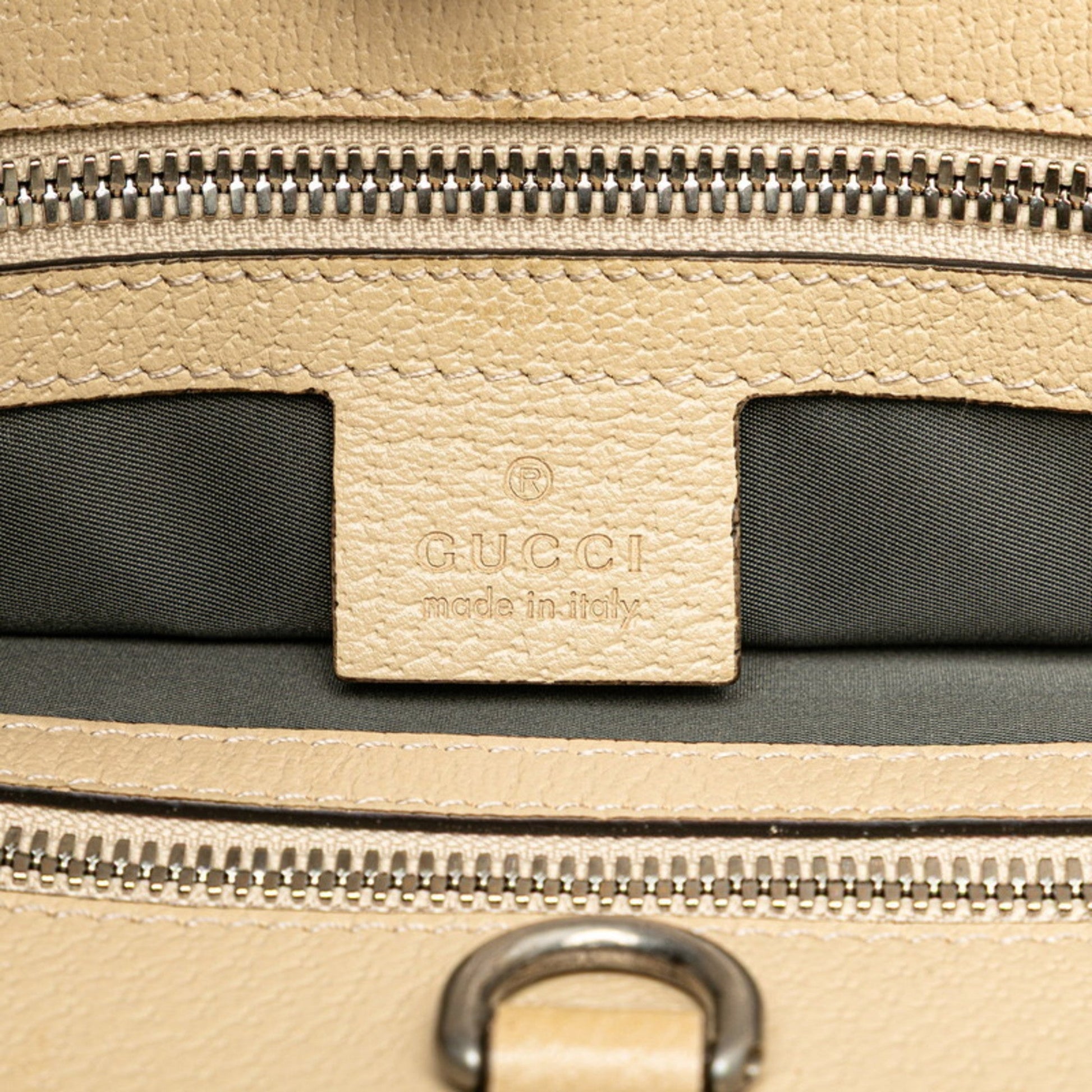 Gucci Beige Gray Nylon Leather Handbag Shoulder Bag