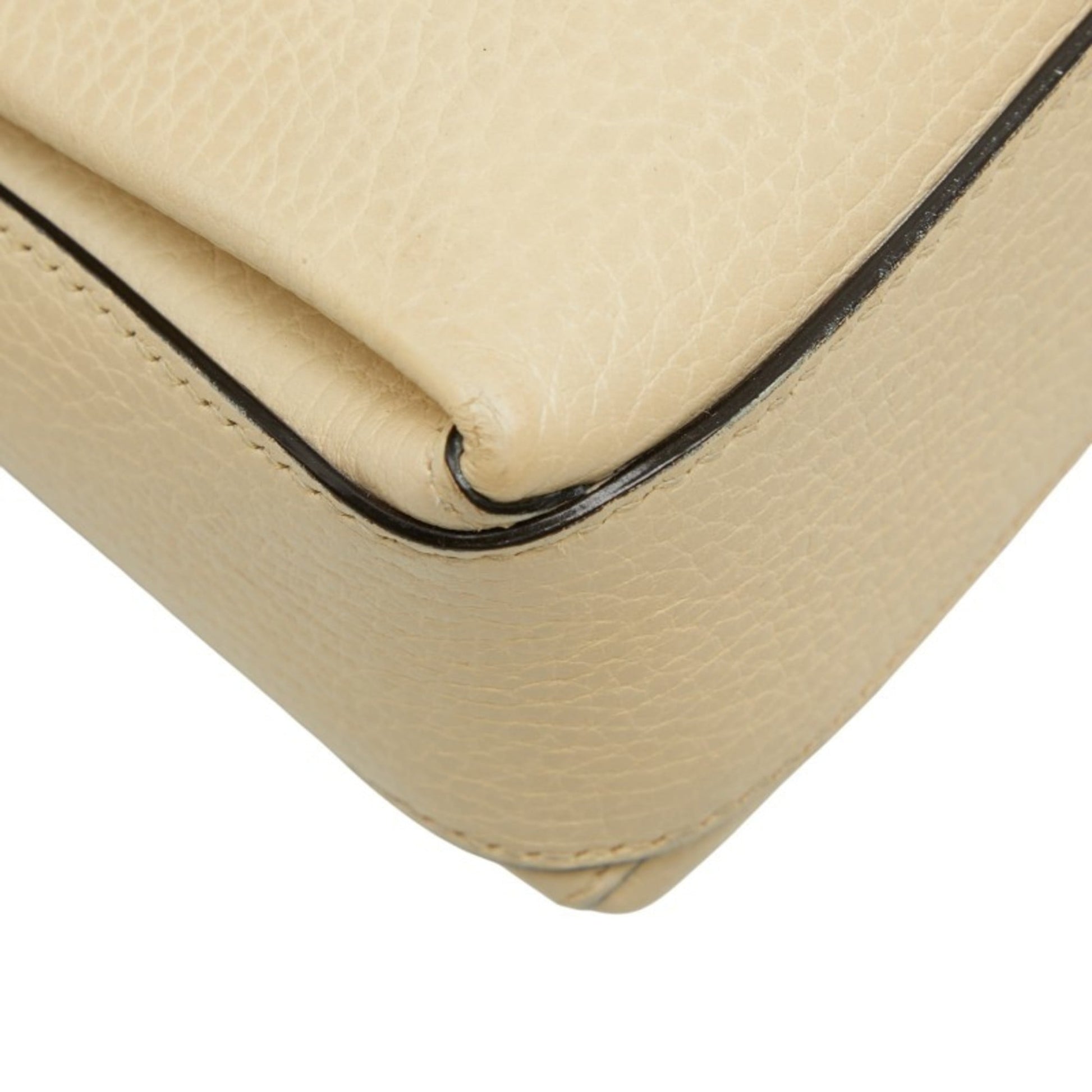 Gucci Beige Ivory Leather Shoulder Bag