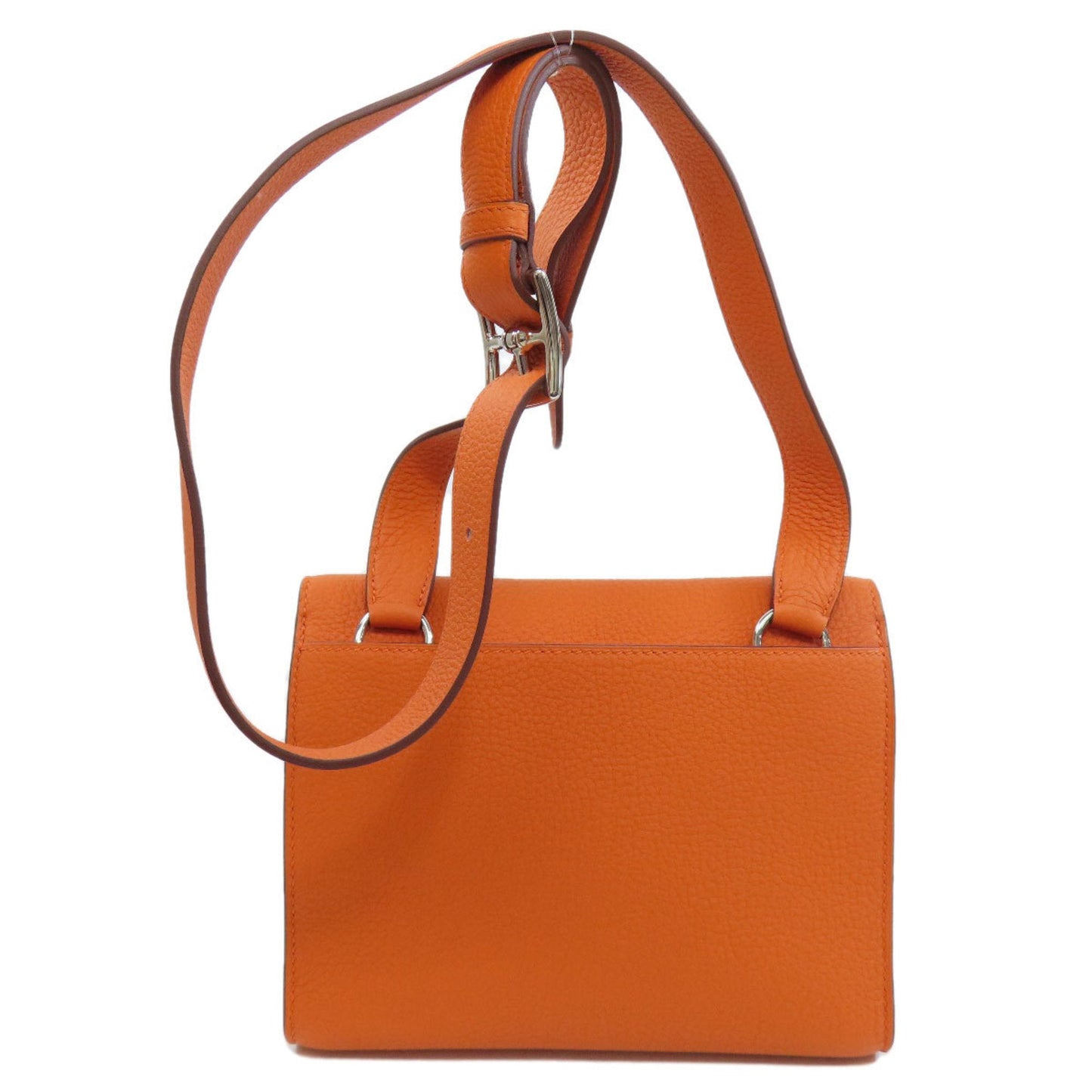 Hermes Taurillon Clemence Shoulder Bag Leather Orange Shoulder Bag 5