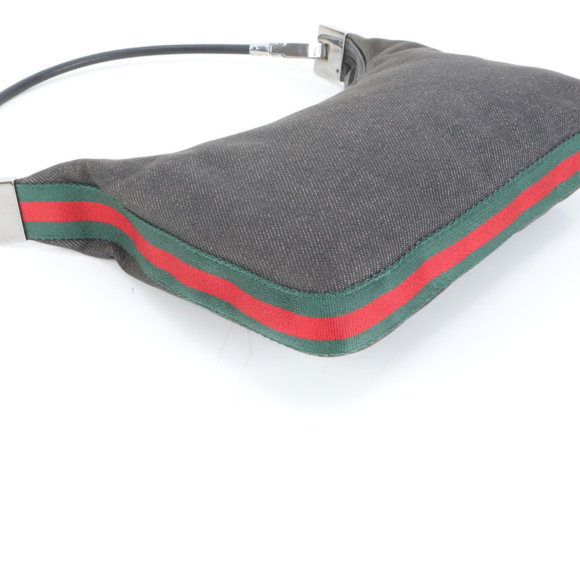 Gucci Black Leather Canvas Shoulder Bag