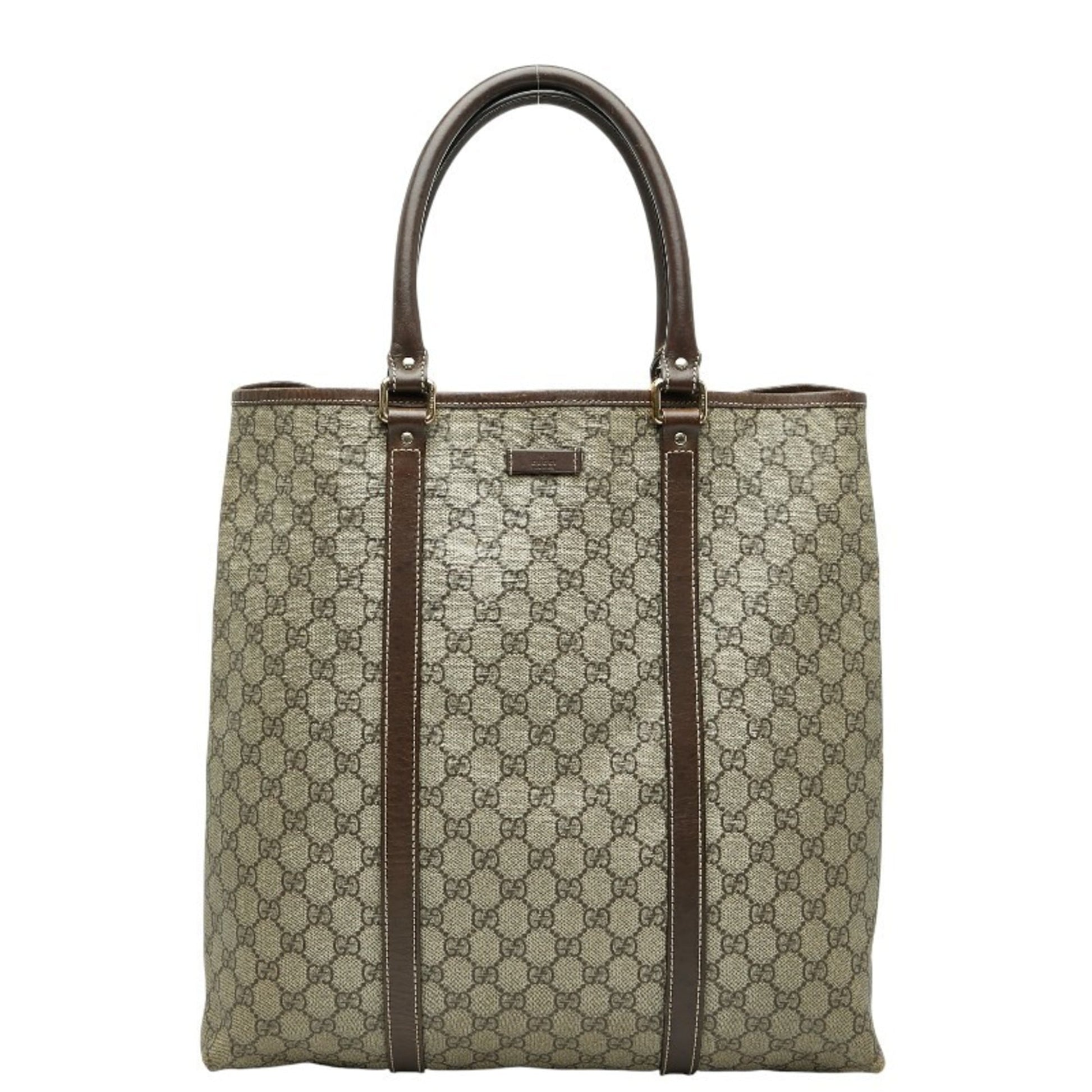 Gucci Beige Brown Pvc Leather Tote Bag