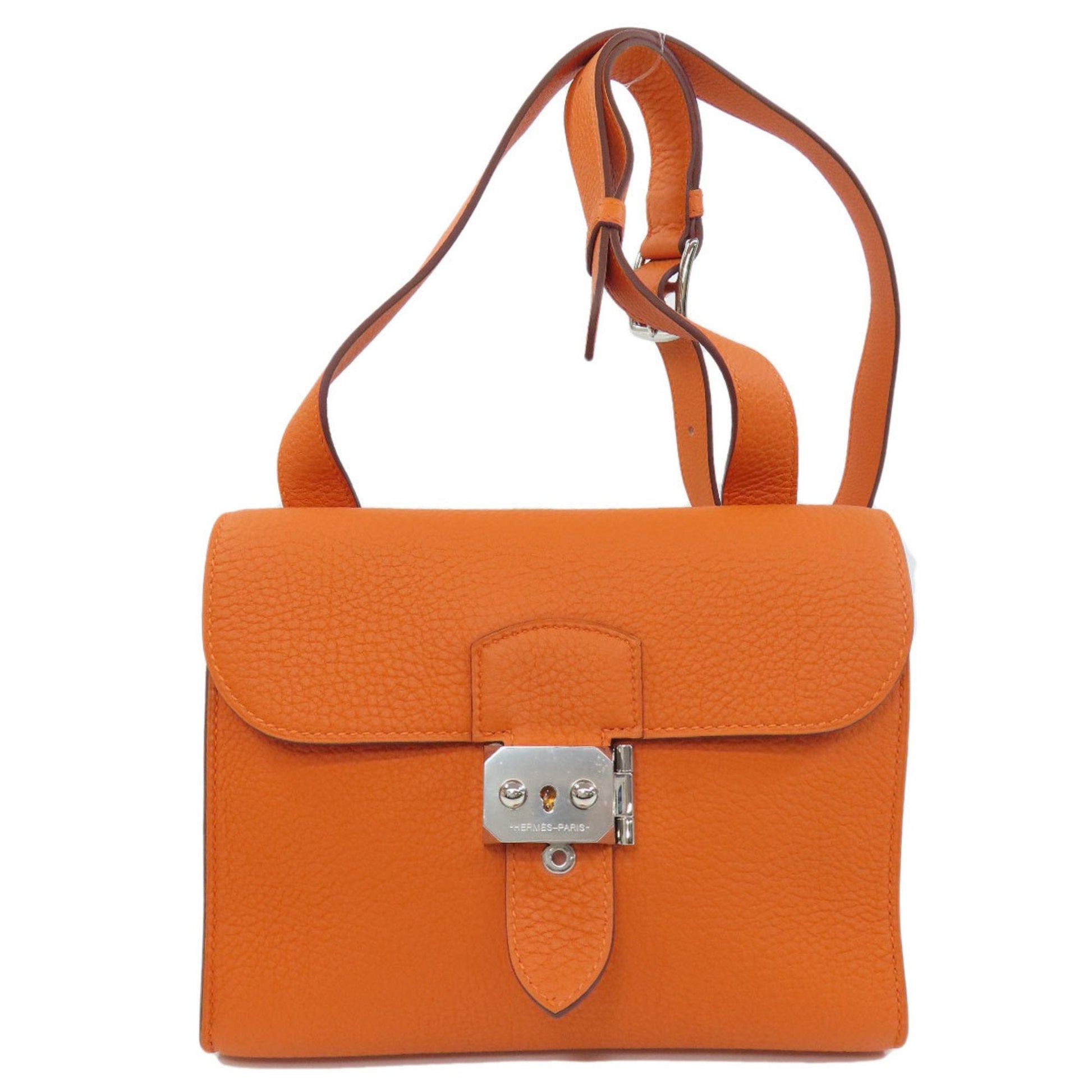 Hermes Taurillon Clemence Shoulder Bag Leather Orange Shoulder Bag 5