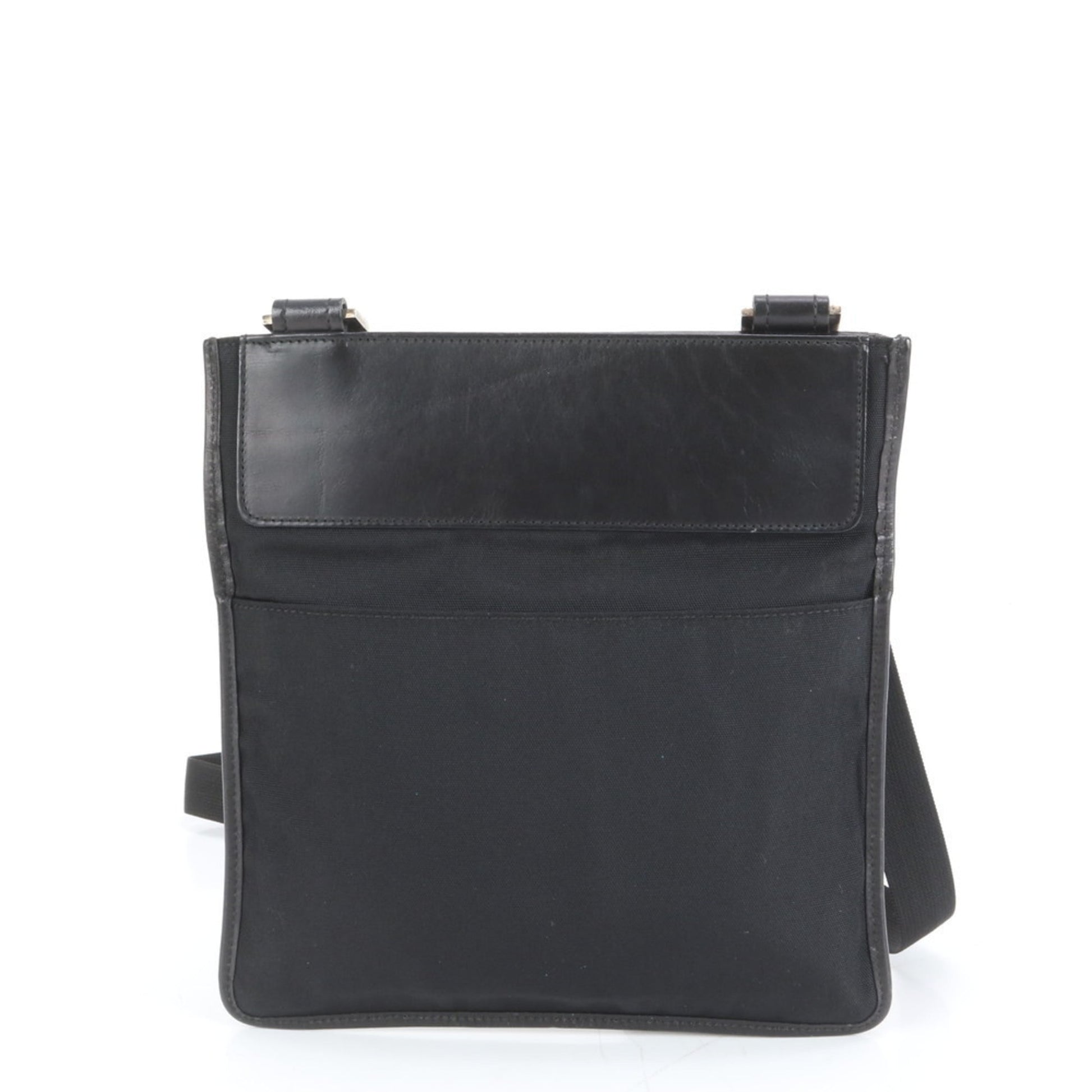 Gucci Black Leather Nylon Shoulder Bag
