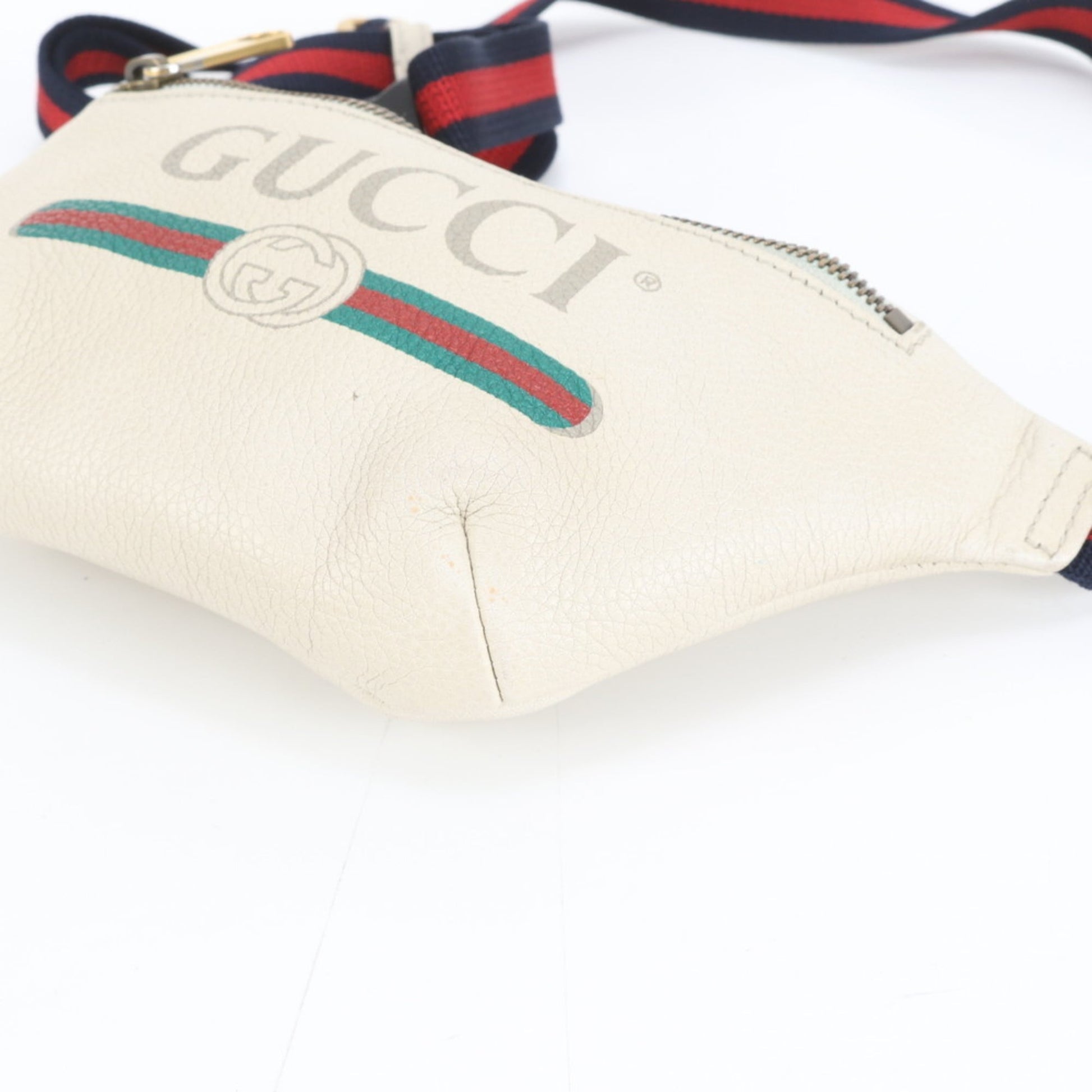 Gucci White Leather Pouch Sling Bag