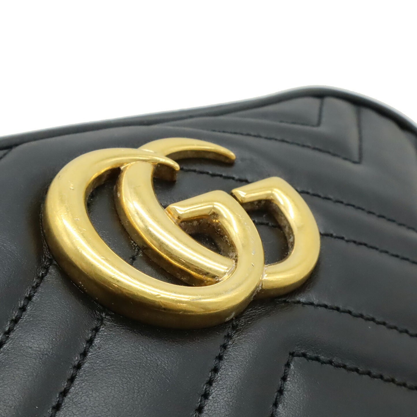 Gucci Gg Marmont Black Leather Pochette Shoulder Bag