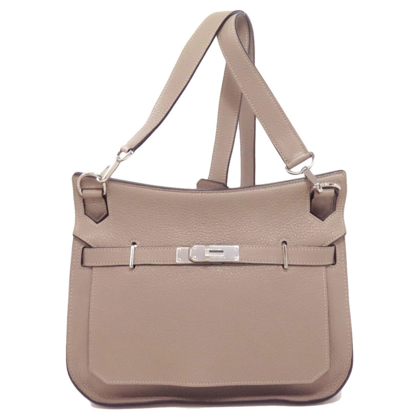 Hermes Taurillon Clemence Shoulder Bag Leather Gray Leather Shoulder Bag