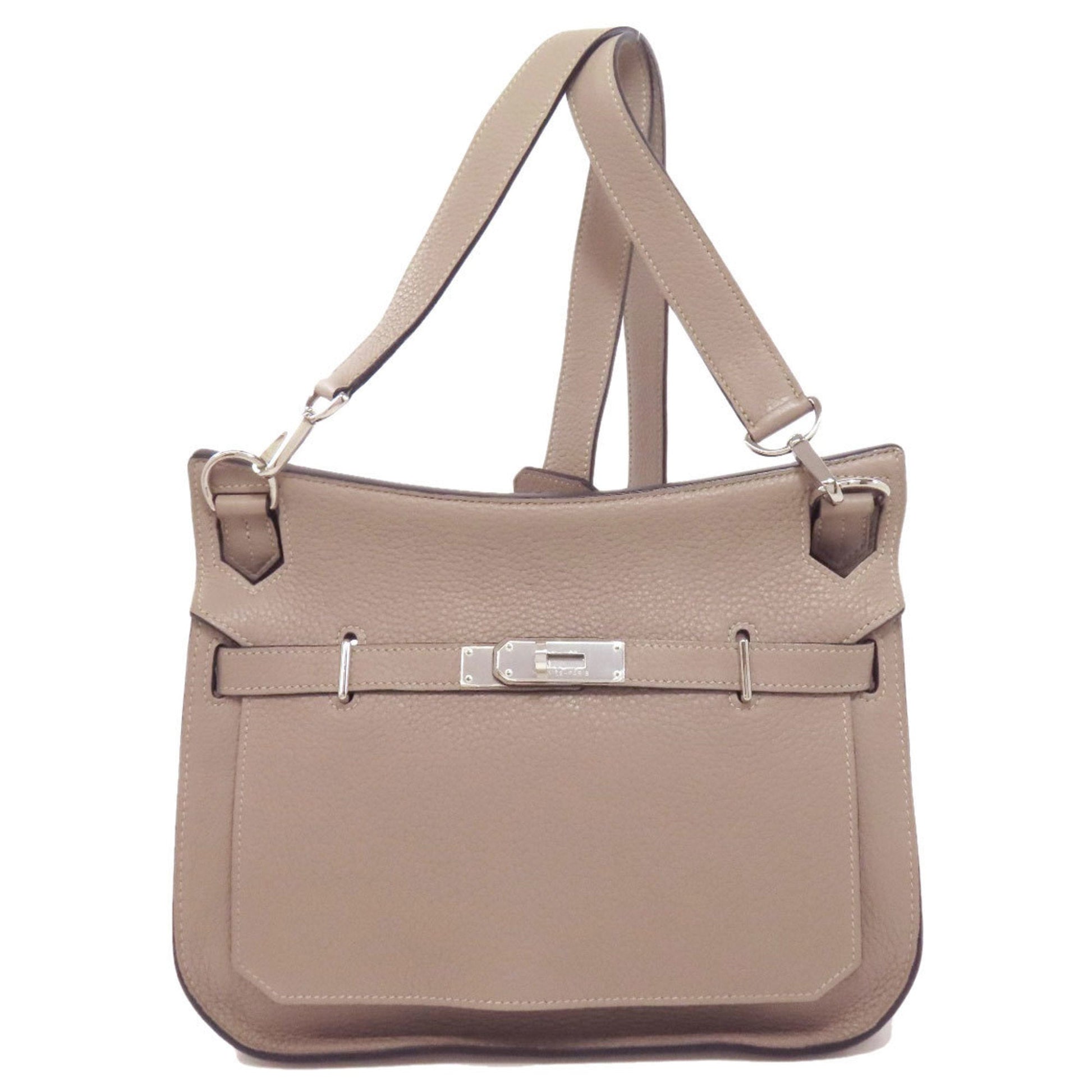 Hermes Taurillon Clemence Shoulder Bag Leather Gray Leather Shoulder Bag