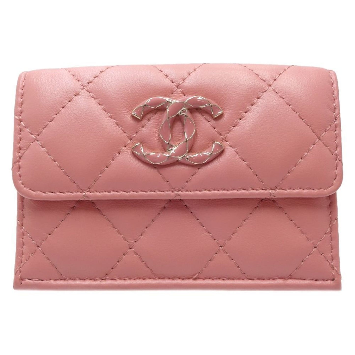 CHANEL Chanel Tri-fold Wallet AP3650 Matelasse Flap Lambskin Pink 180638 ?