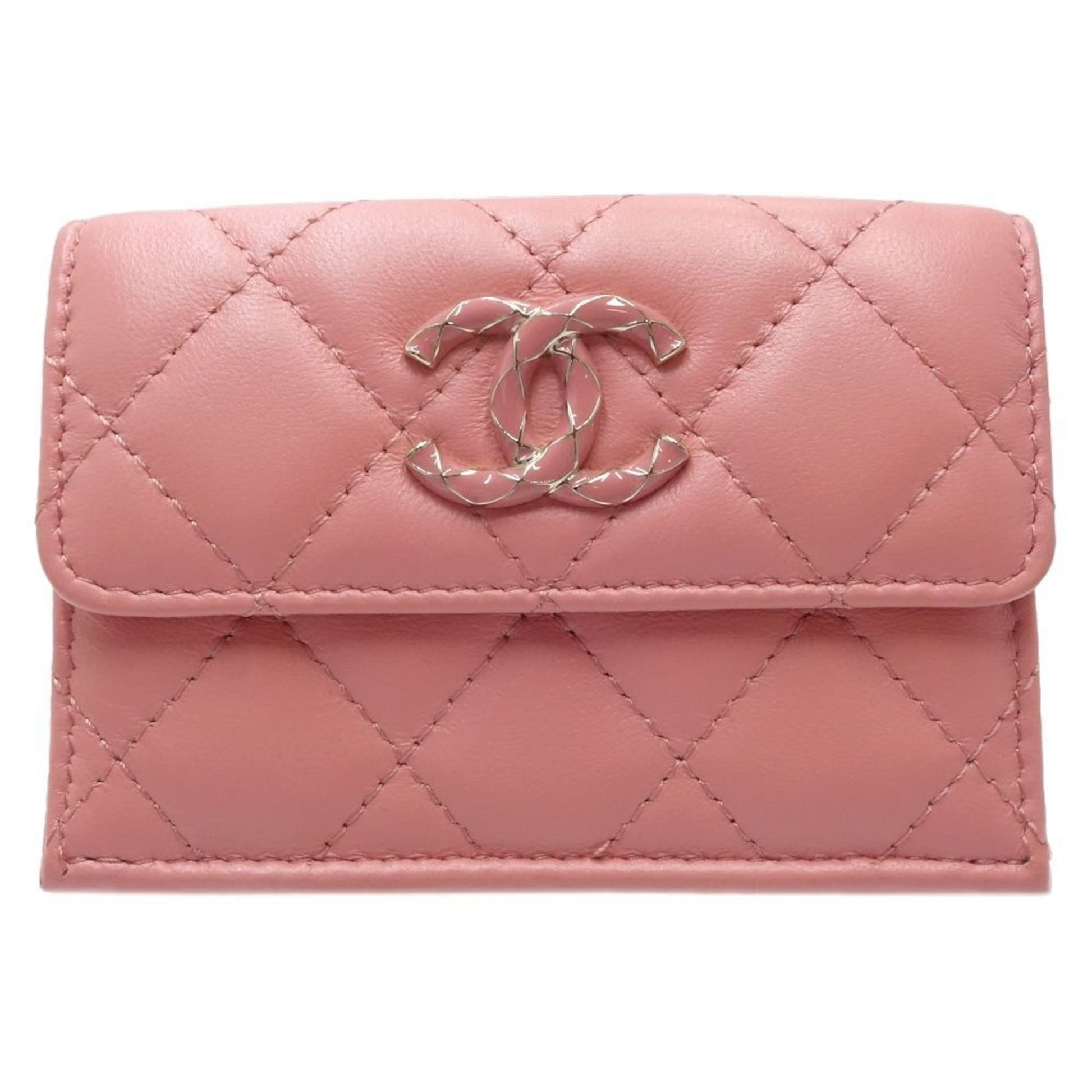 CHANEL Chanel Tri-fold Wallet AP3650 Matelasse Flap Lambskin Pink 180638 ?
