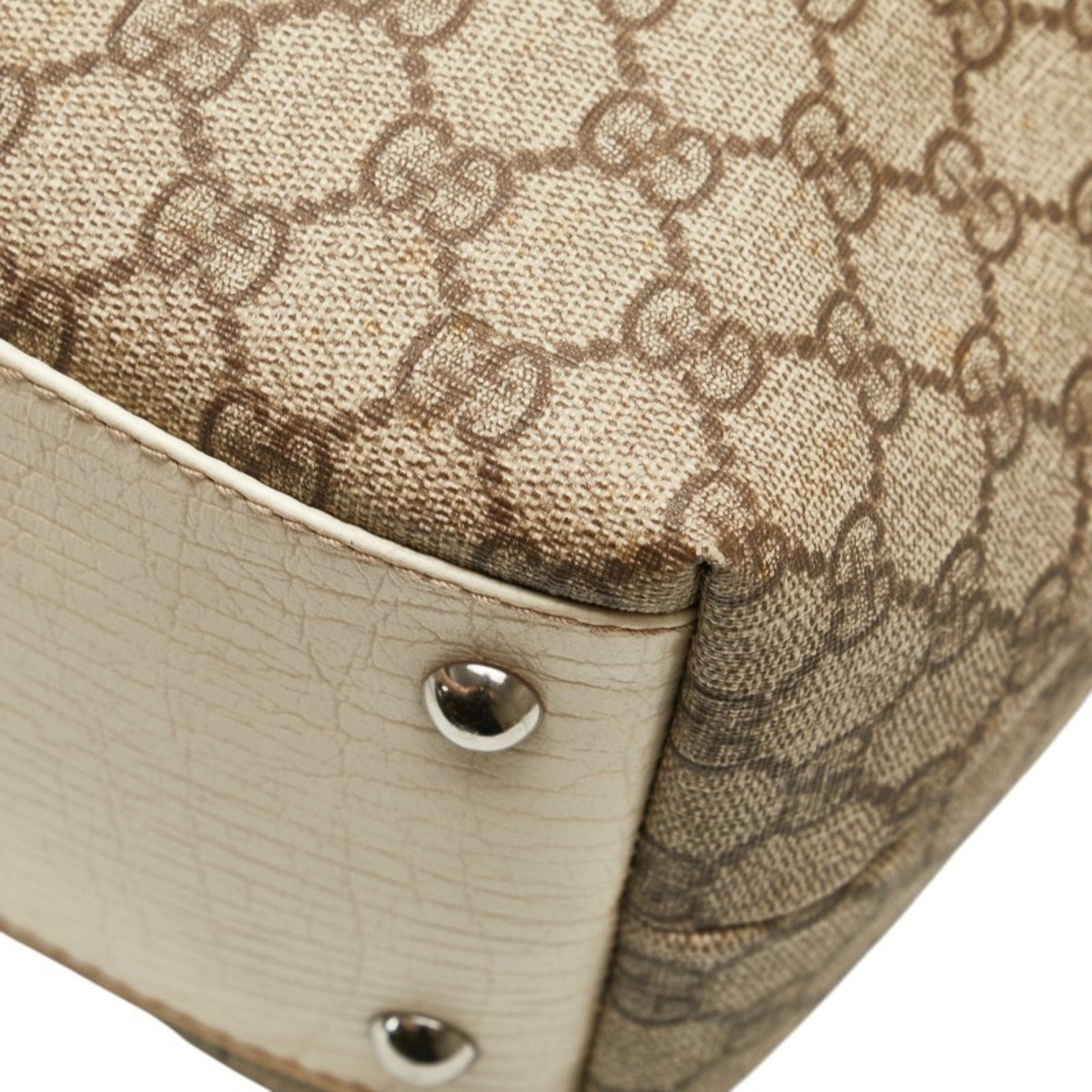 Gucci Beige Ivory Pvc Leather Handbag Tote Bag
