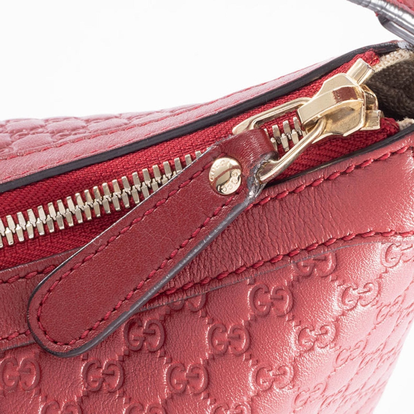 Gucci Microguccissima Red Color Leather Shoulder Bag