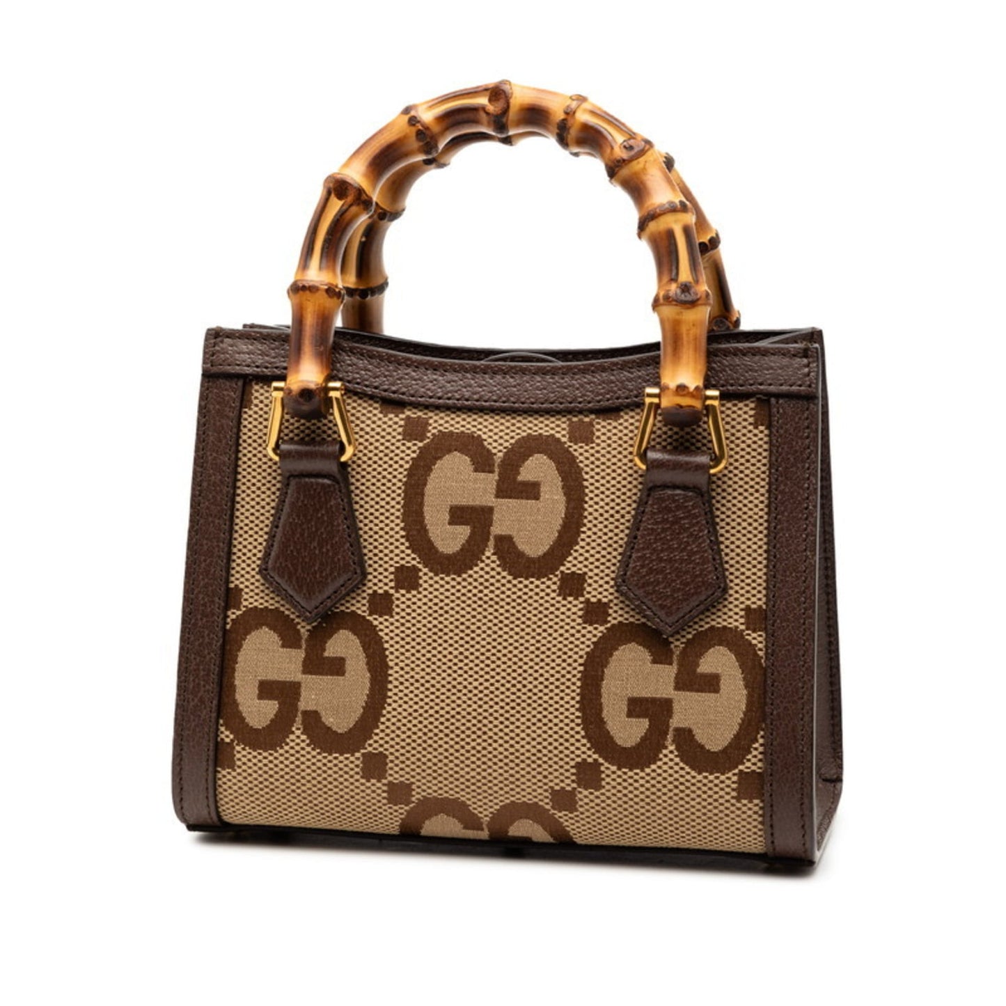 Gucci Brown Canvas Leather Handbag Shoulder Bag